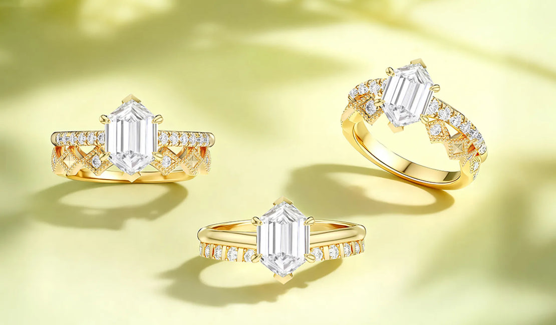 Hexagon Cut Lab Diamond Ring