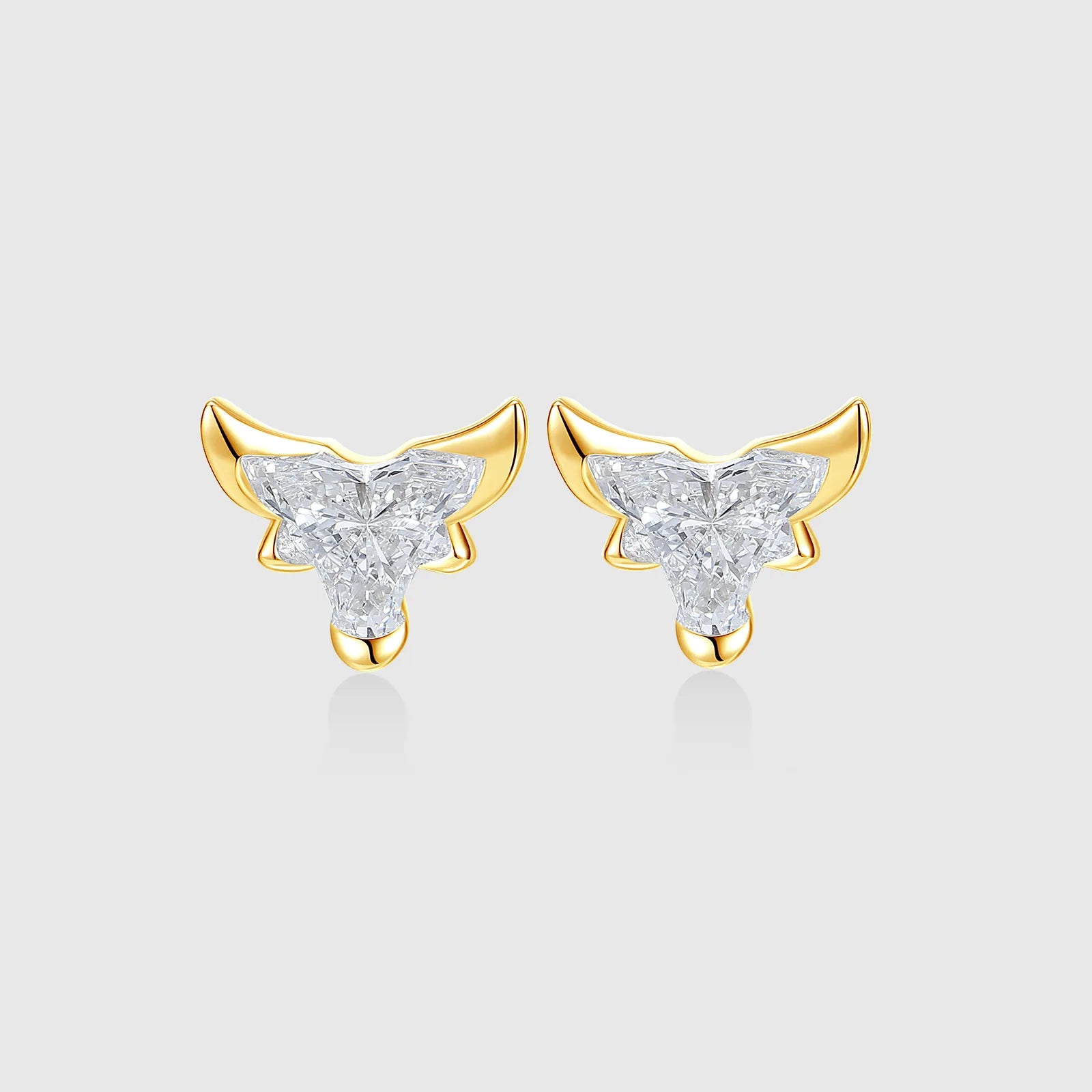 Bull Shaped Diamond Stud Earring