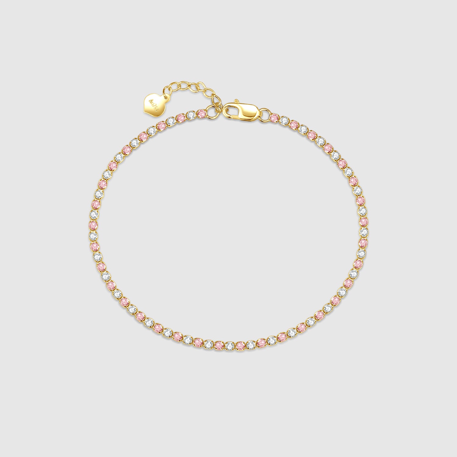 Lab Grown White & Pink Diamond Tennis Bracelet