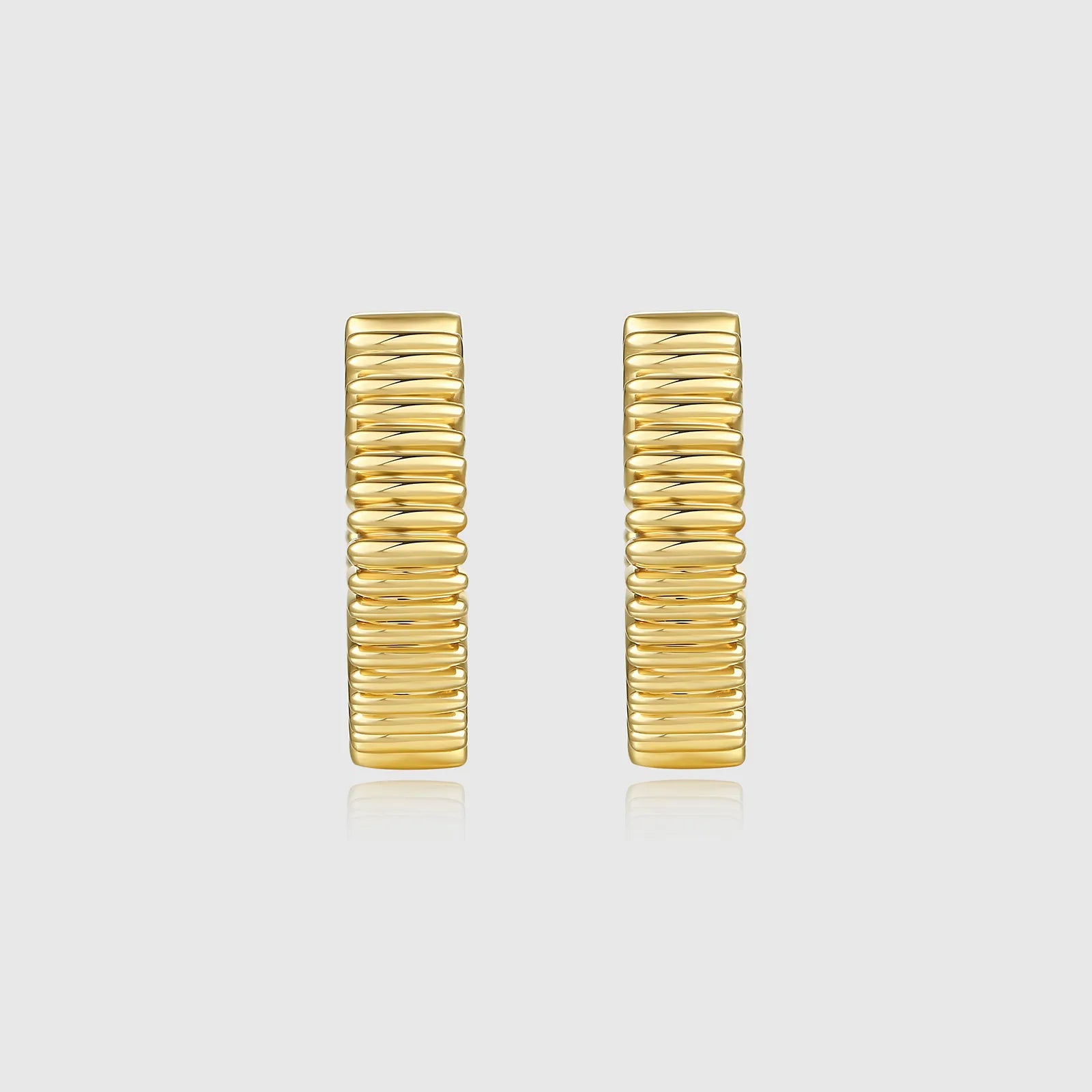Gold Sculptural Airy Hollow Hoop Earrings - Architectural design