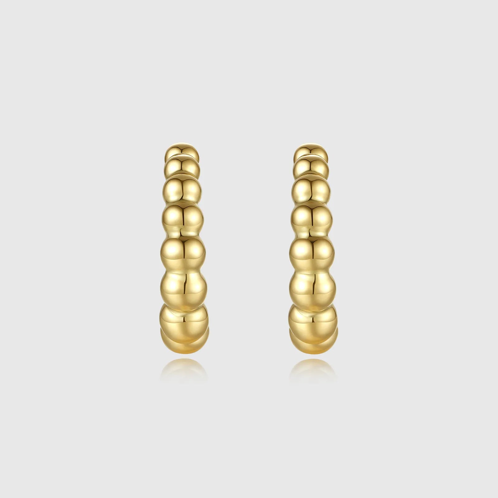 Airy Hollow Gold Bead Hoops - Gold bead earrings