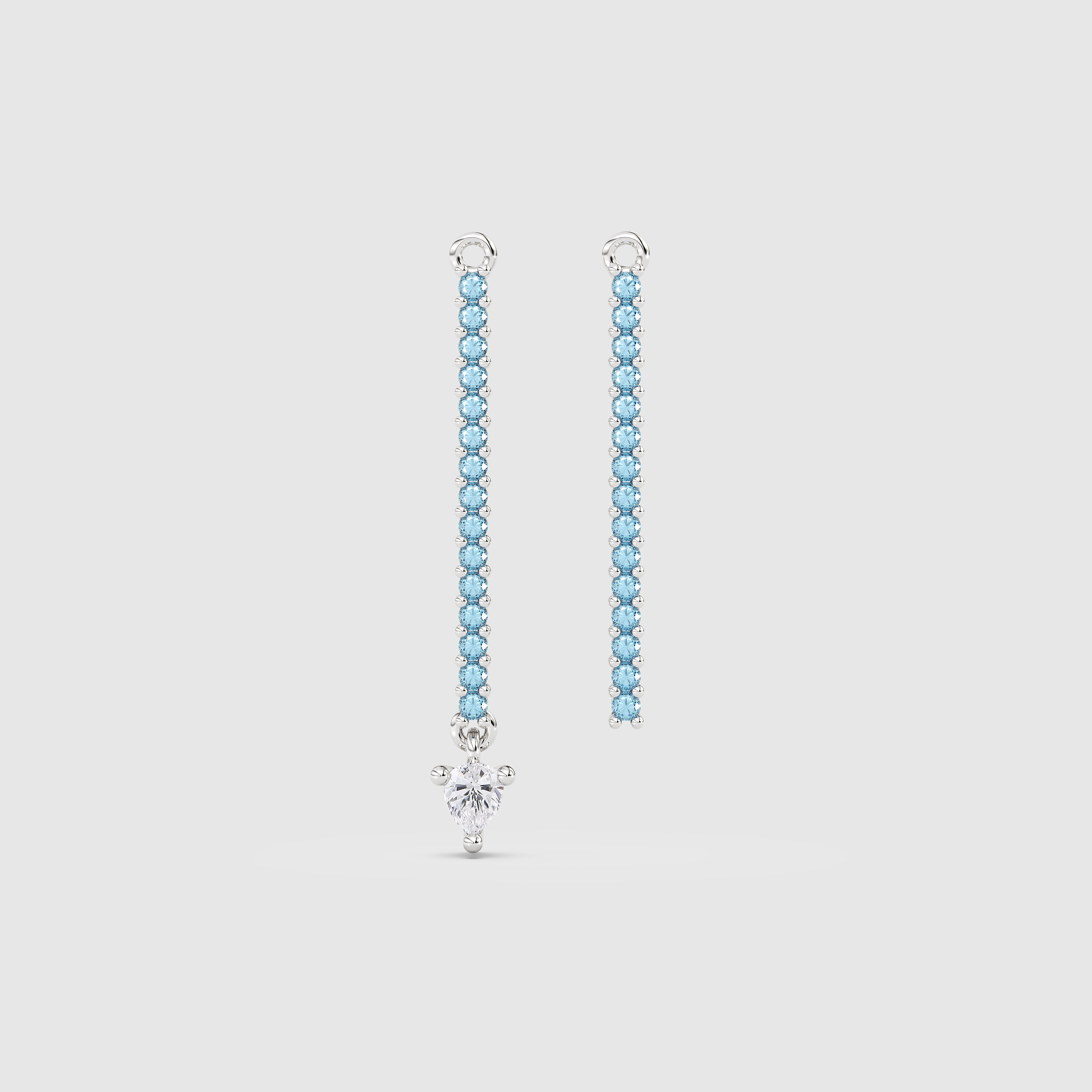 Aquamarine Bar Charm & Pear Diamond Dangle