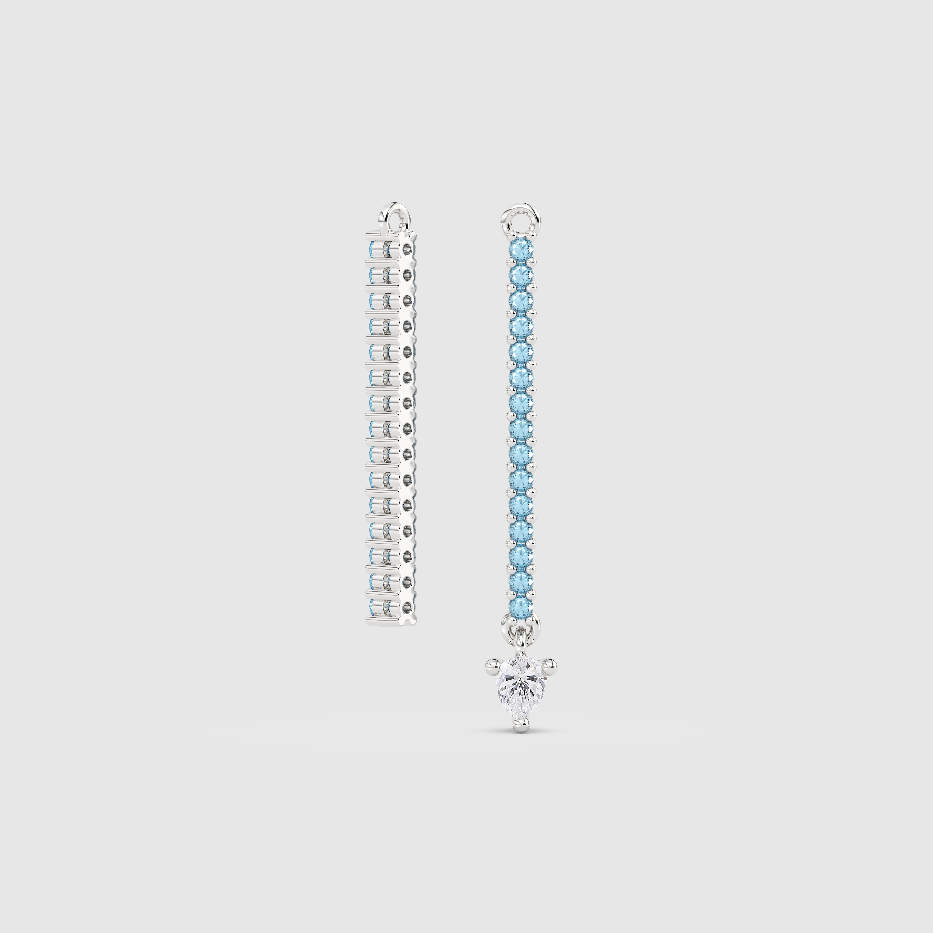 Aquamarine Bar Charm & Pear Diamond Dangle