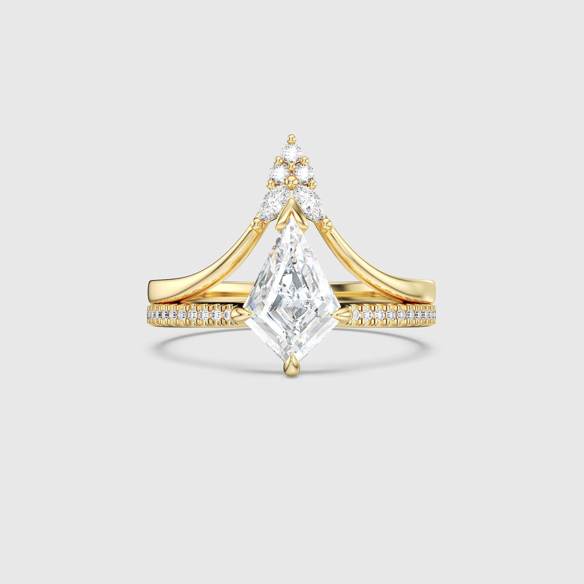 Kite Lab Grown Diamond Radiant Arc Band Bridal Set 2PCs
