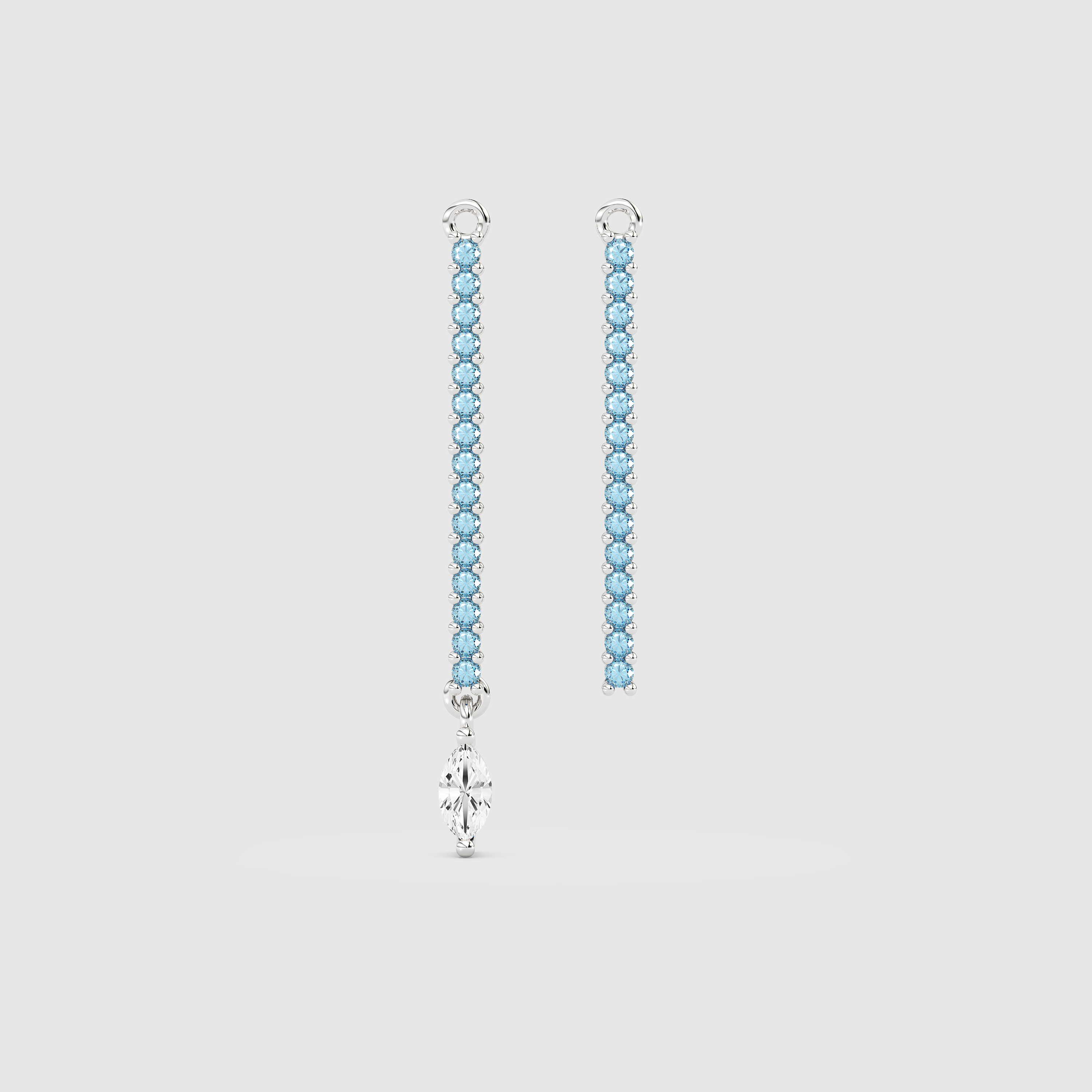Breloque en forme de barre d'aigue-marine avec pendentif en diamant taille marquise