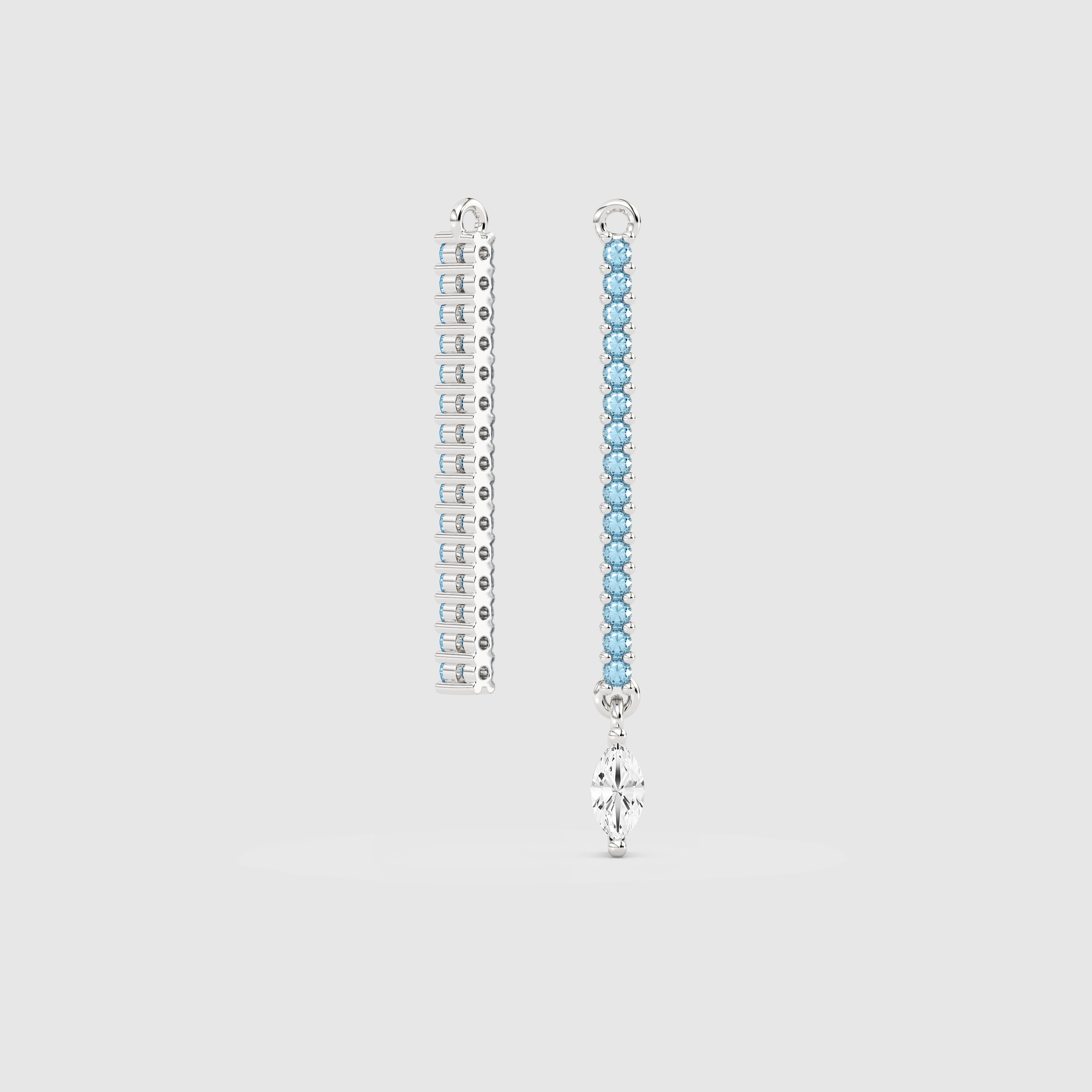 Breloque en forme de barre d'aigue-marine avec pendentif en diamant taille marquise