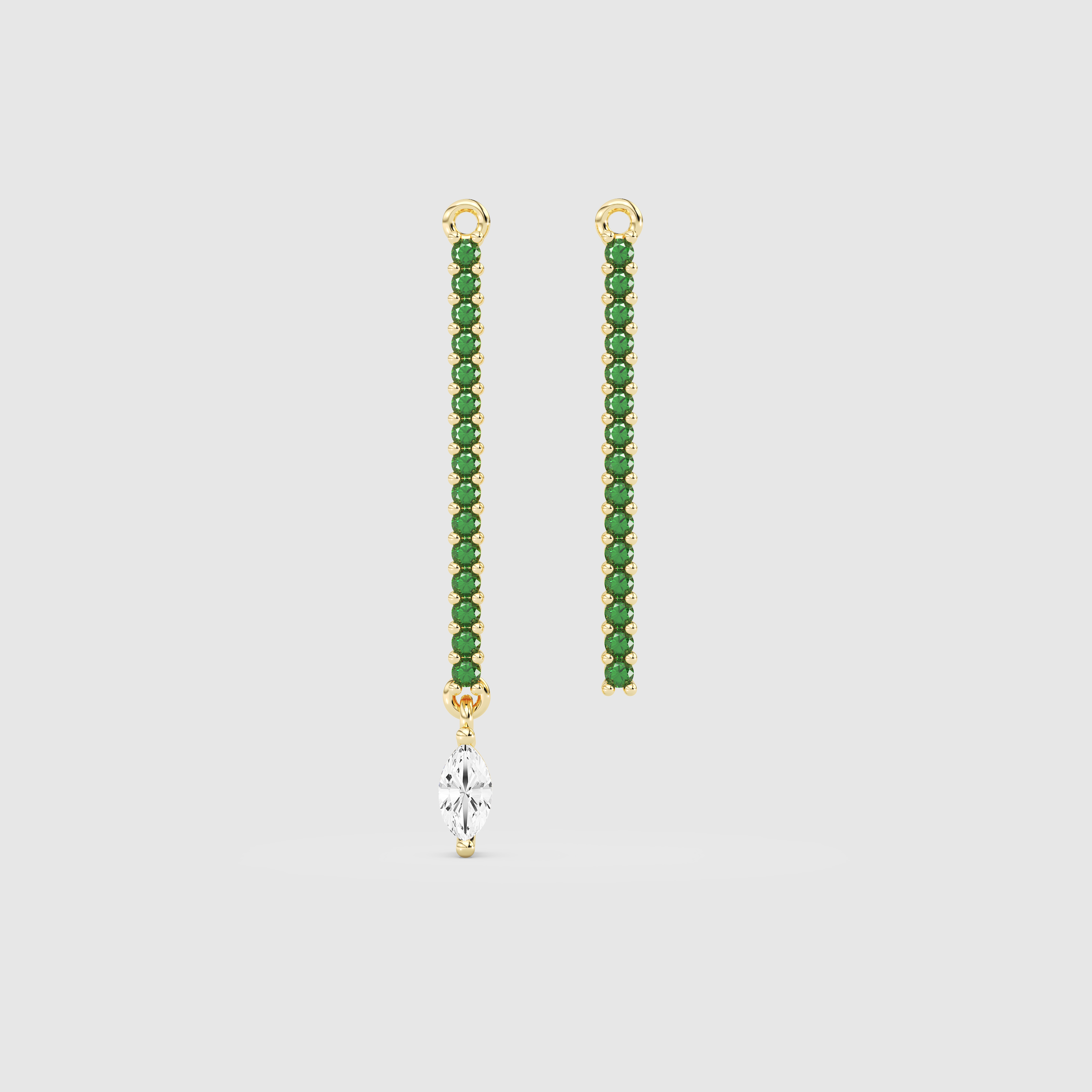 Breloque barre émeraude et pendentif diamant marquise