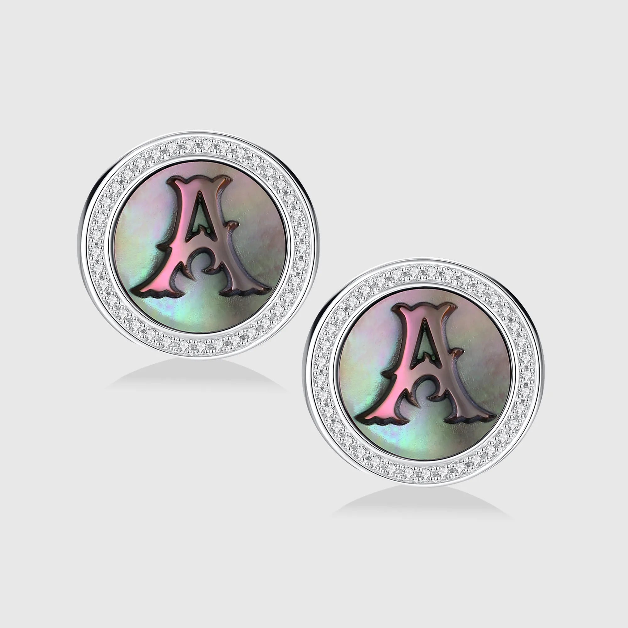 Initial A Stud Earring – Silver & Mother of Pearl