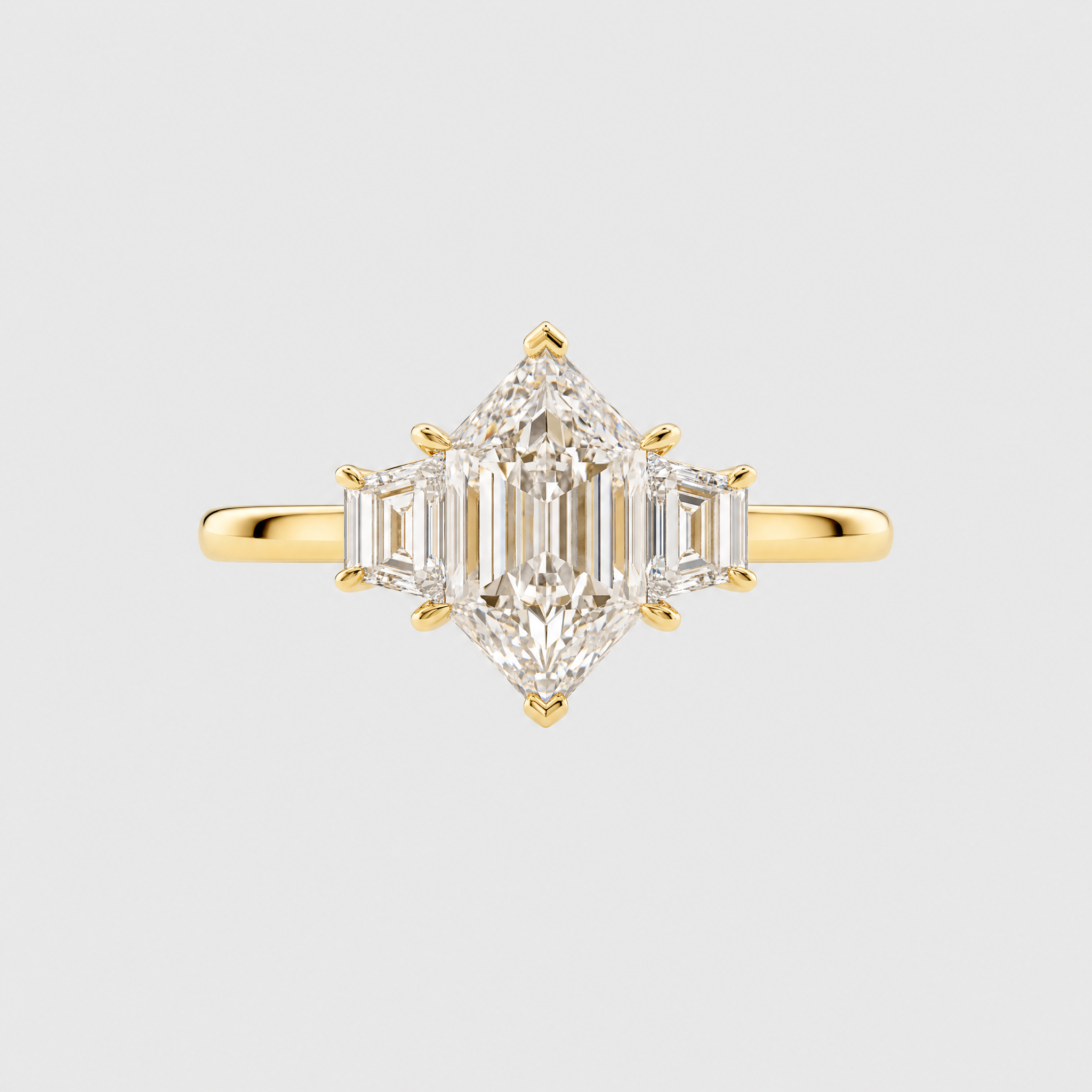 Aegis |Hexagon Lab Diamond Three-Stone Statement  Ring 1-3ct