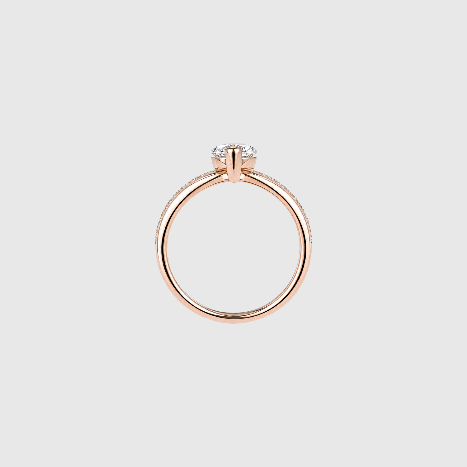 Marquise lab-grown diamond two-piece ring set in rose gold, back view.