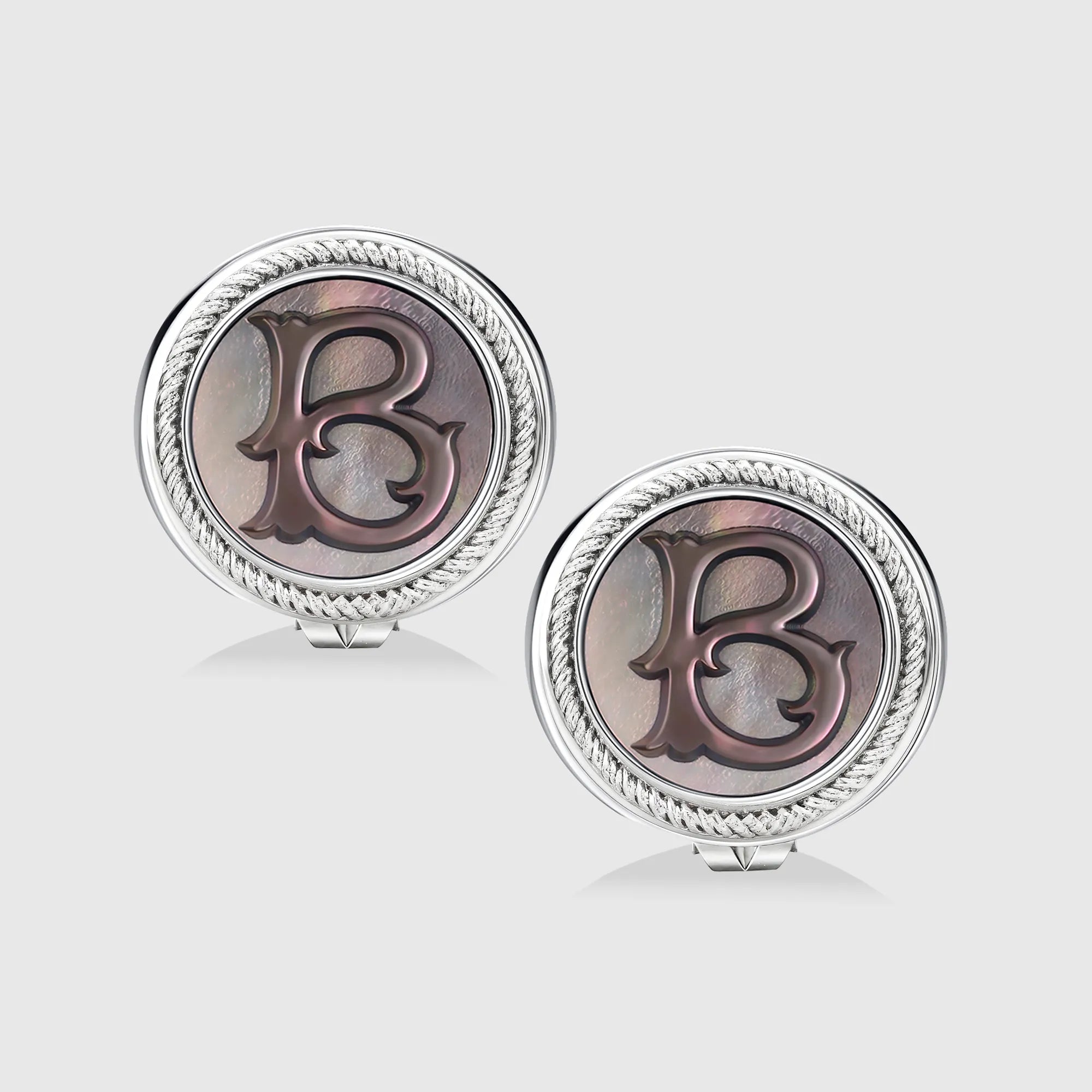 Personalized initial earring jewelry, shown on a 925 sterling silver