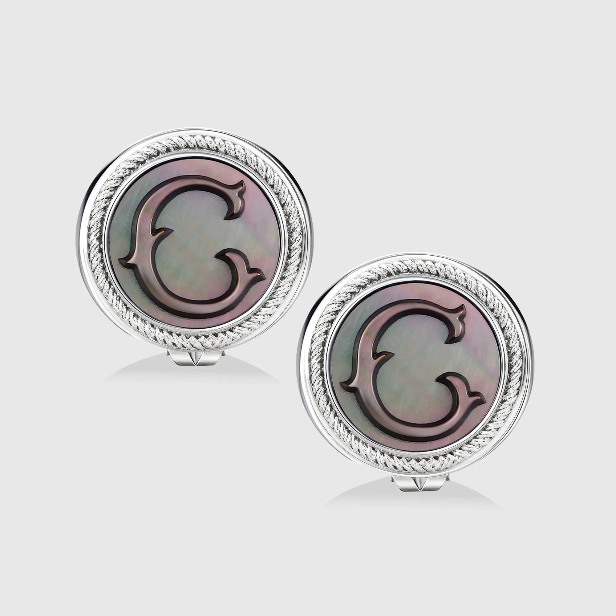 Personalized initial earring jewelry, shown on a 925 sterling silver