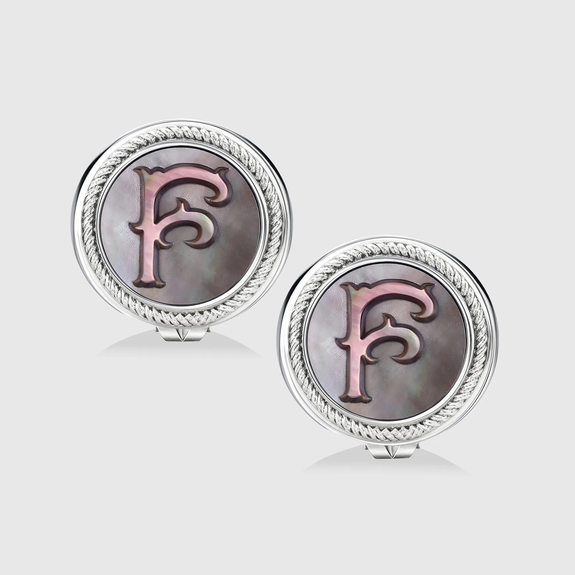 Personalized initial earring jewelry, shown on a 925 sterling silver