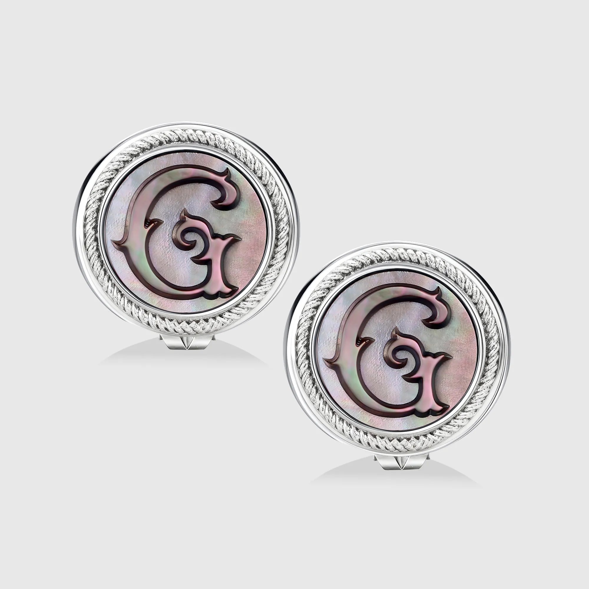 Personalized initial earring jewelry, shown on a 925 sterling silver