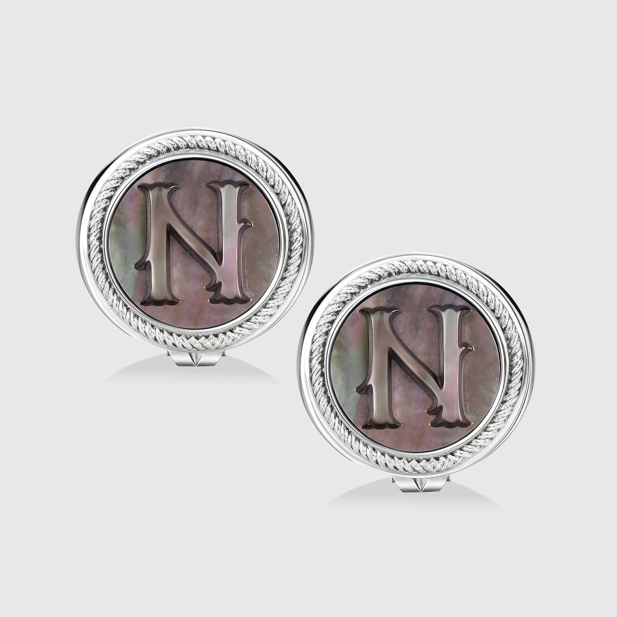 Personalized initial earring jewelry, shown on a 925 sterling silver