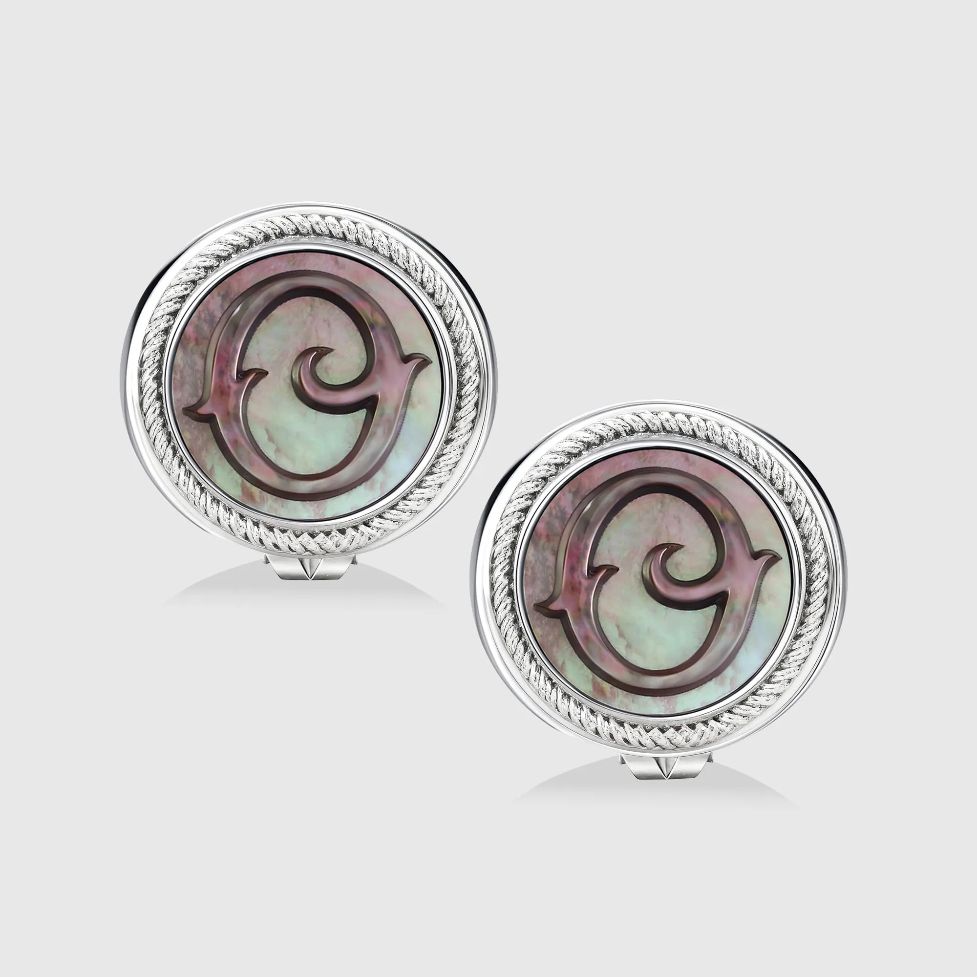 Personalized initial earring jewelry, shown on a 925 sterling silver
