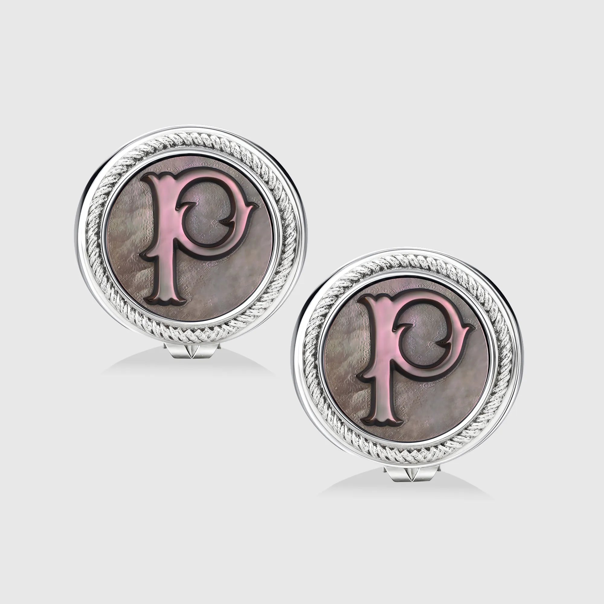 Personalized initial earring jewelry, shown on a 925 sterling silver