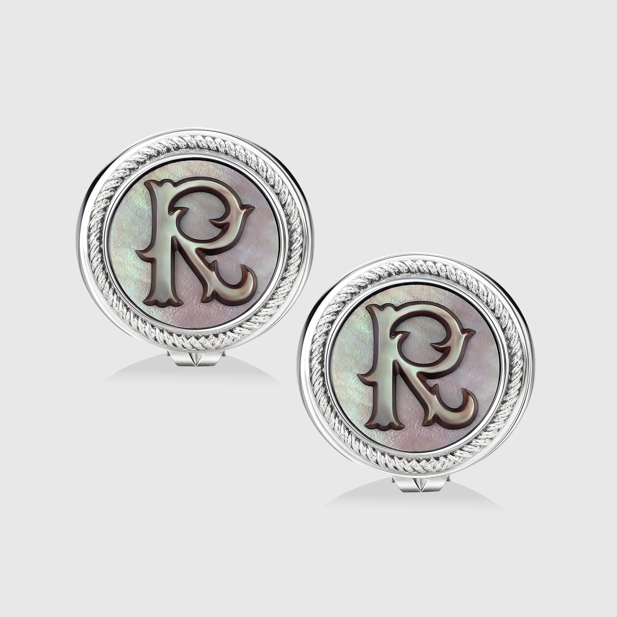 Personalized initial earring jewelry, shown on a 925 sterling silver