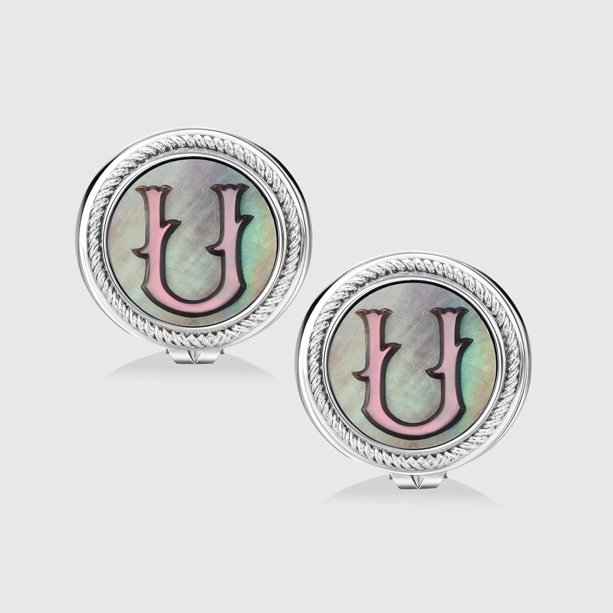 Personalized initial earring jewelry, shown on a 925 sterling silver