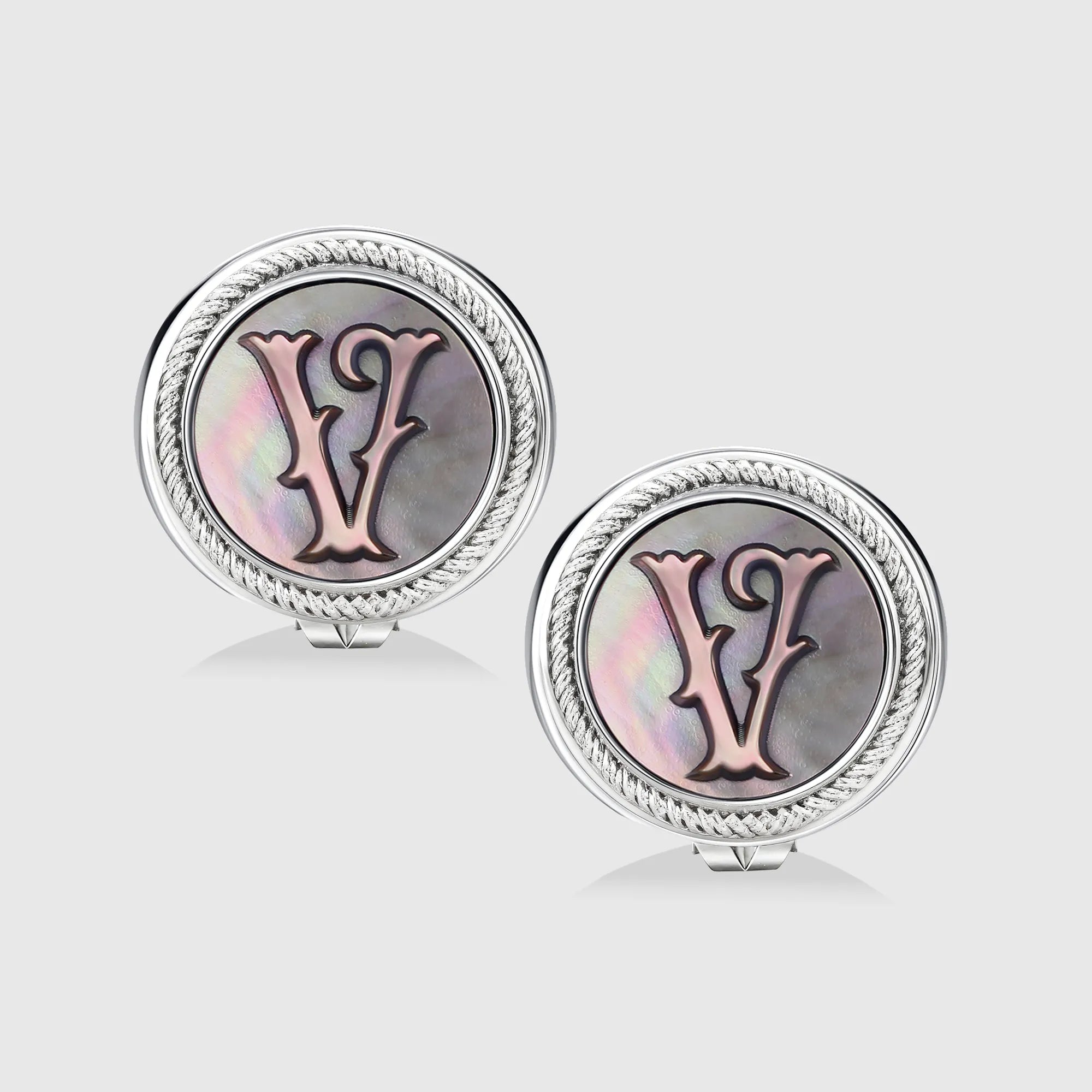 Personalized initial earring jewelry, shown on a 925 sterling silver