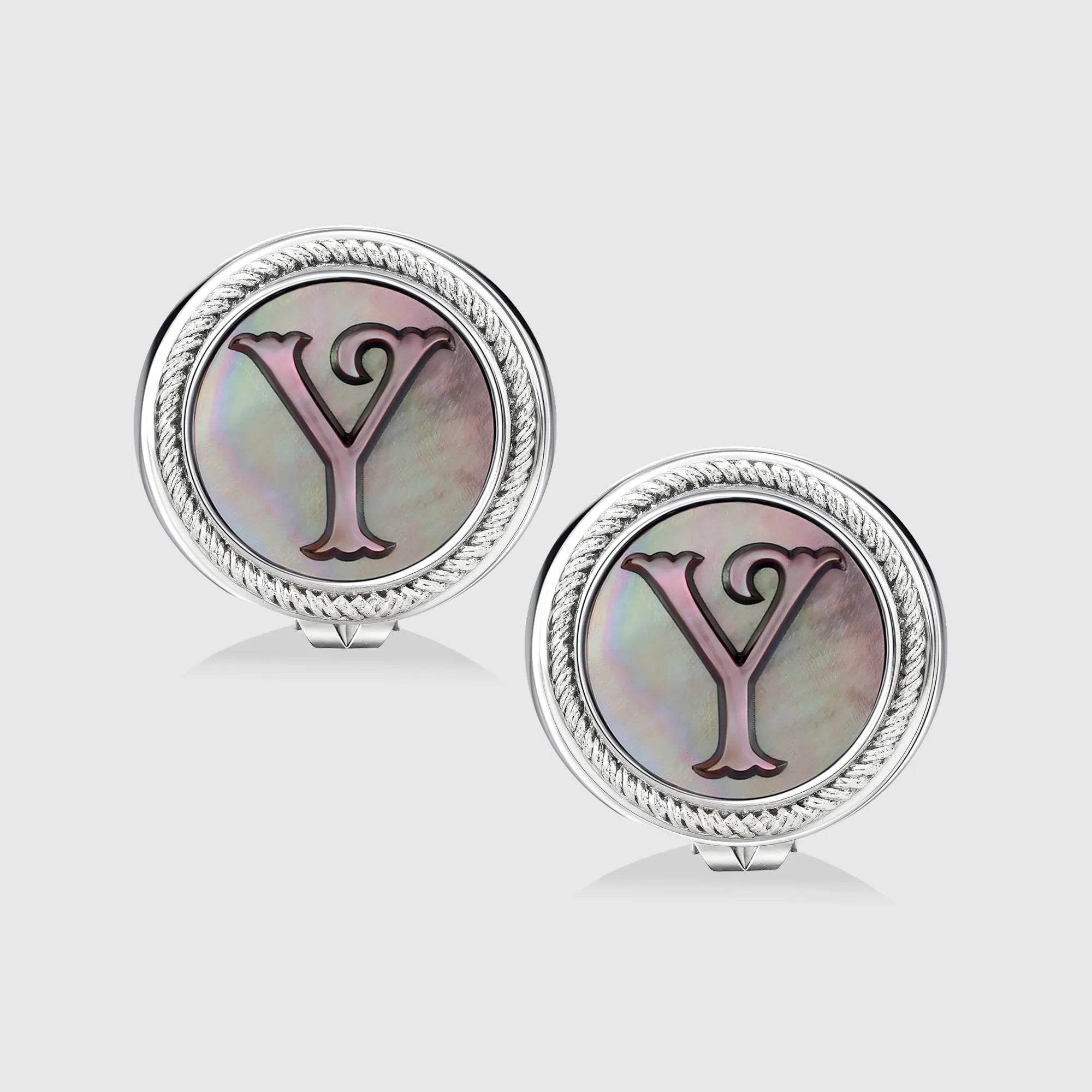 Personalized initial earring jewelry, shown on a 925 sterling silver