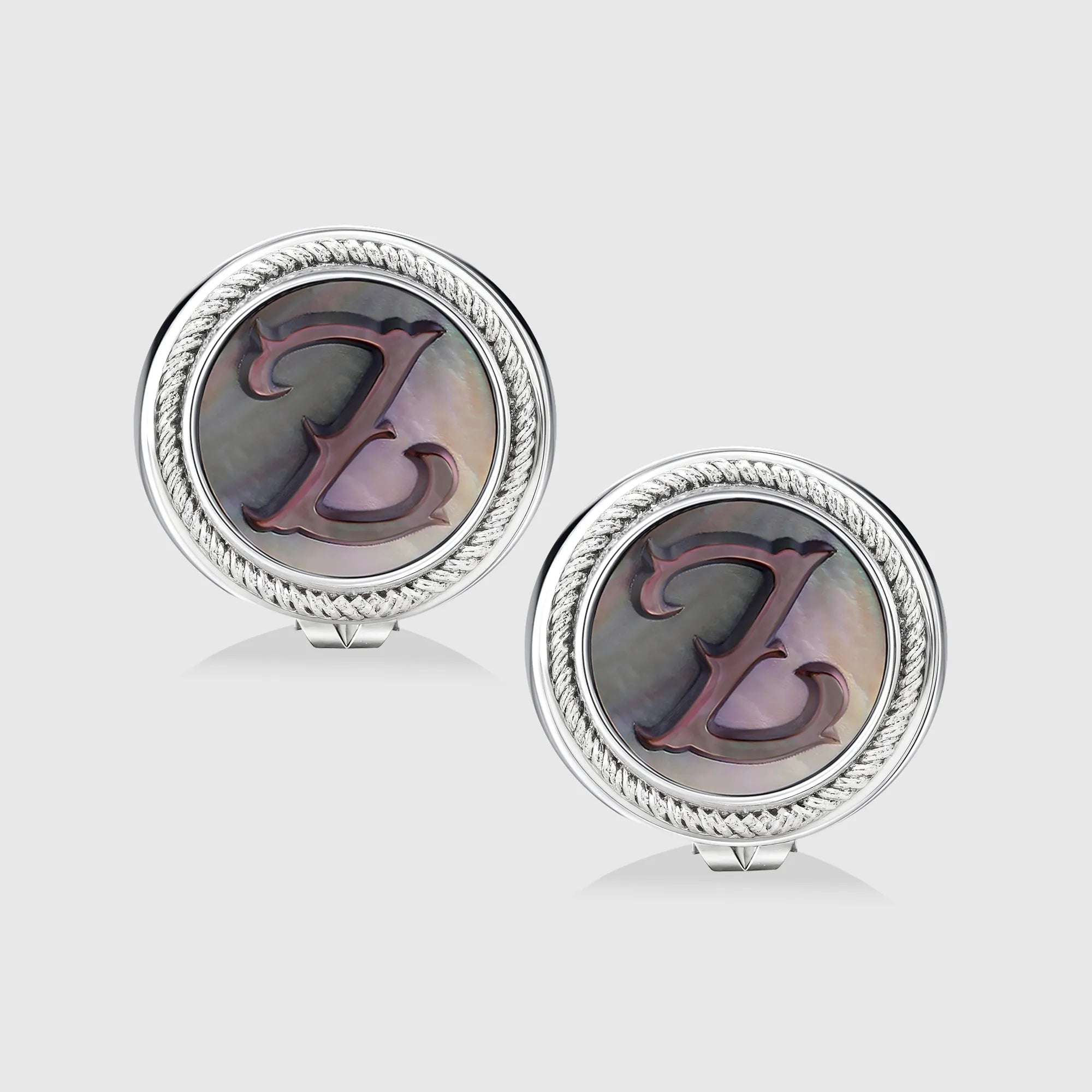 Personalized initial earring jewelry, shown on a 925 sterling silver