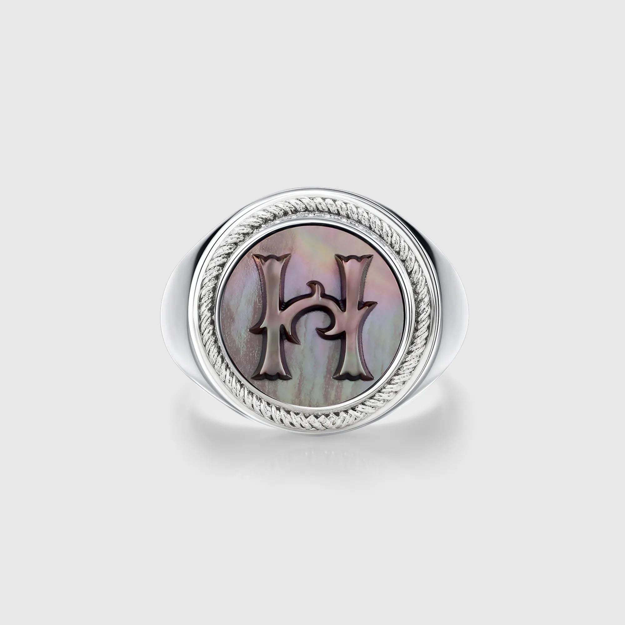 Personalized initial ring jewelry, shown on a 925 sterling silver