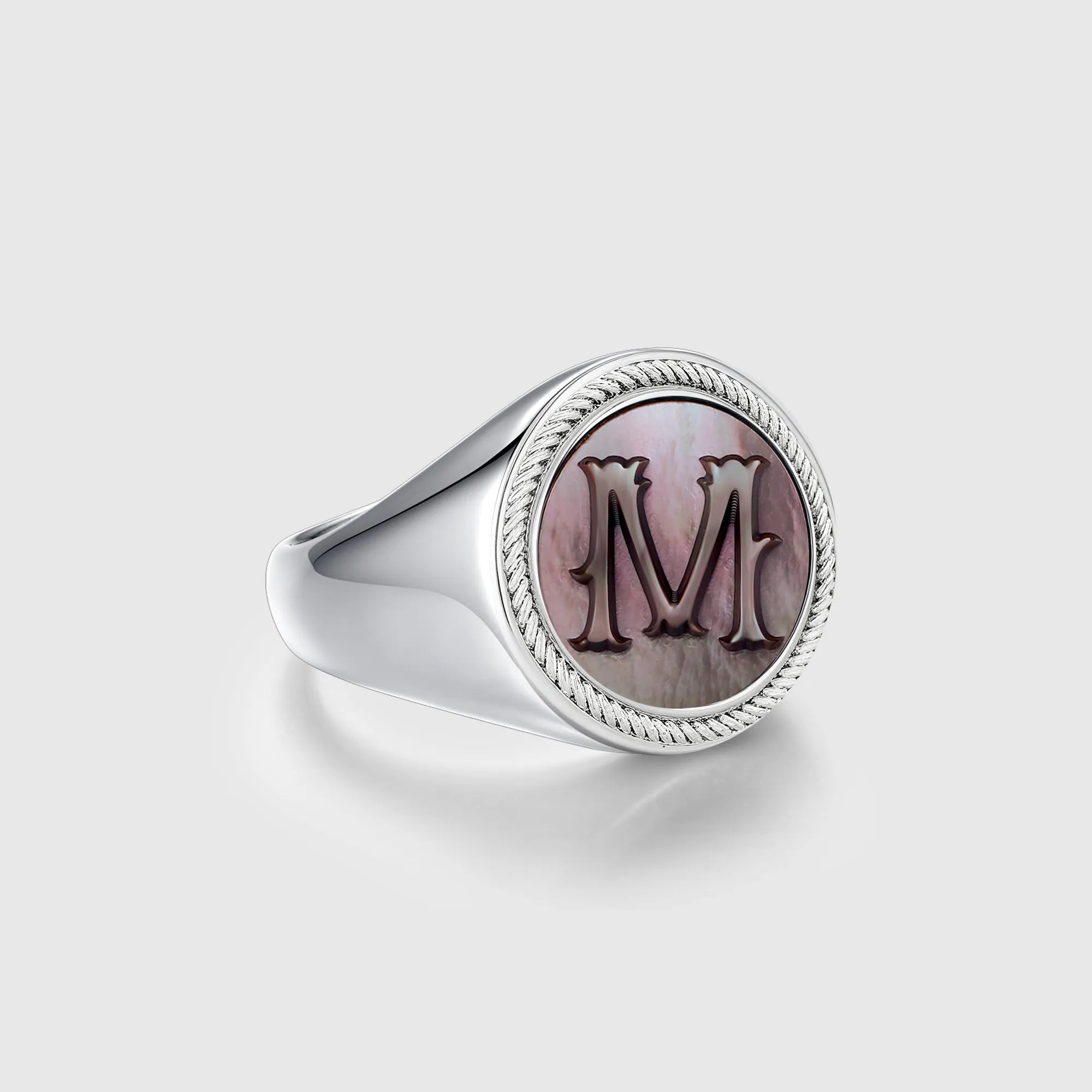Personalized initial ring jewelry, shown on a 925 sterling silver