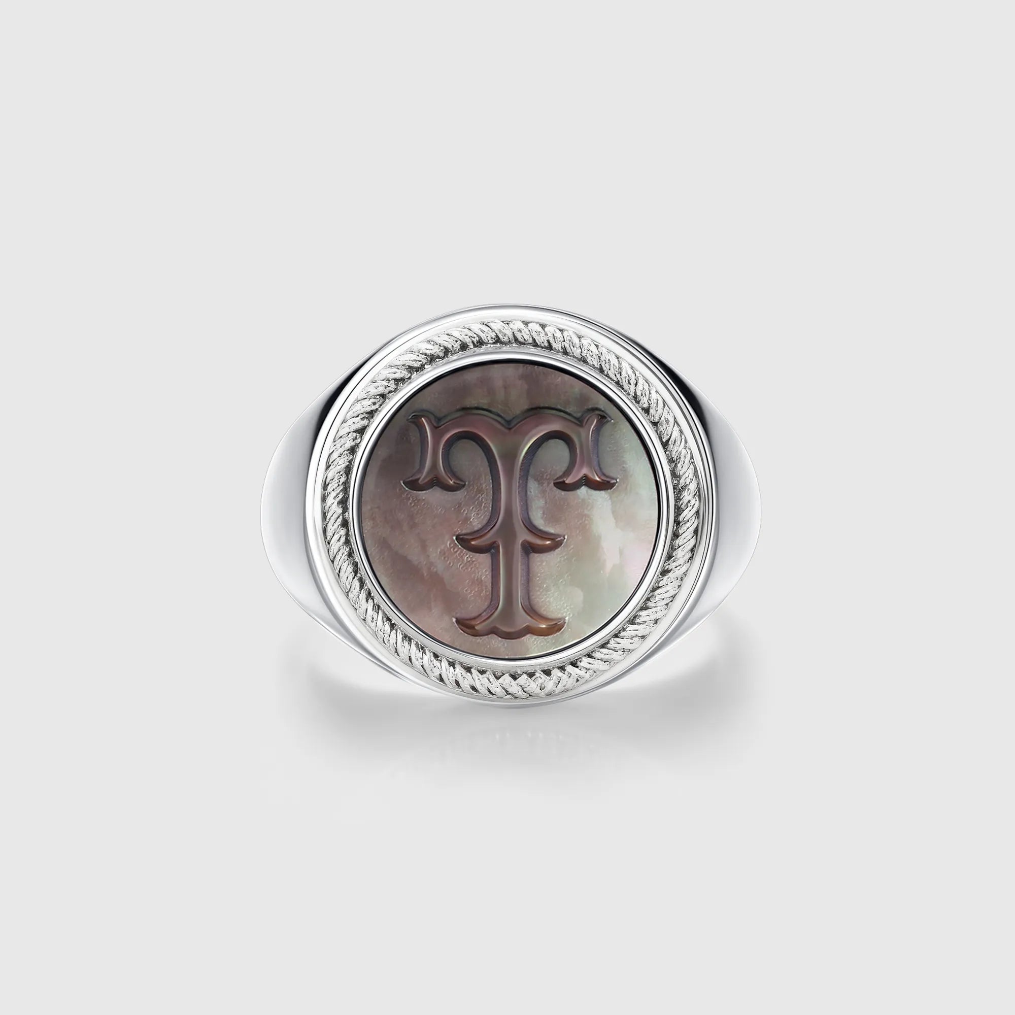 Personalized initial ring jewelry, shown on a 925 sterling silver