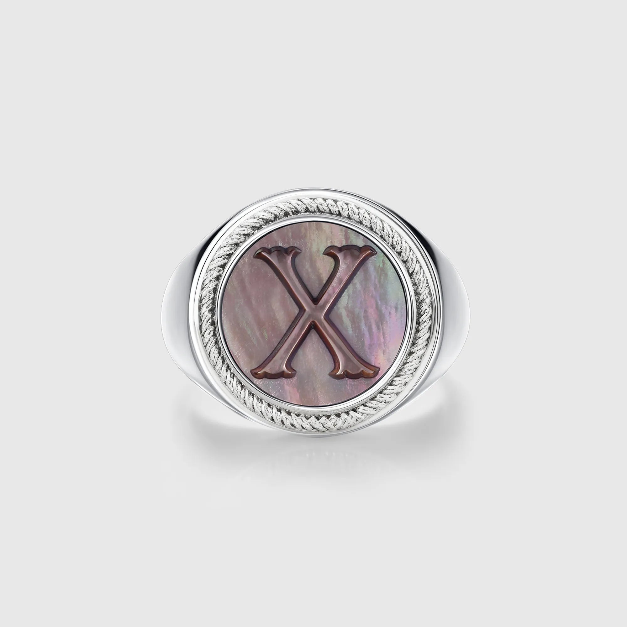 Personalized initial ring jewelry, shown on a 925 sterling silver