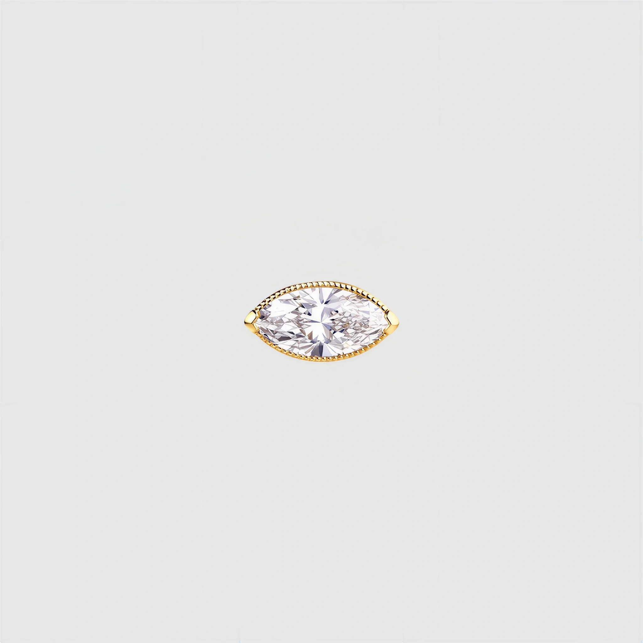 Front view of a marquise-cut diamond pendant in yellow gold with a vintage milgrain bezel setting.