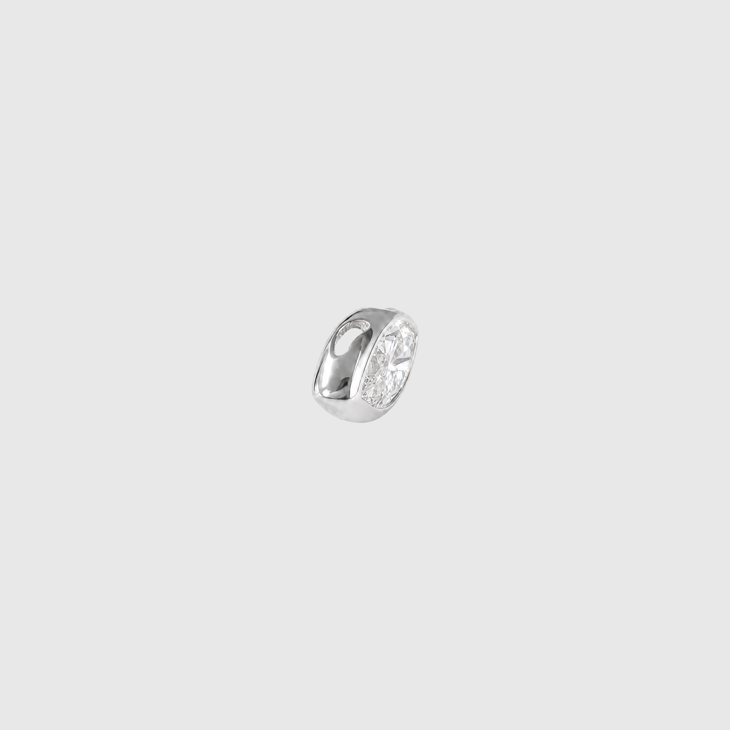 White gold east-west marquise diamond pendant side view.