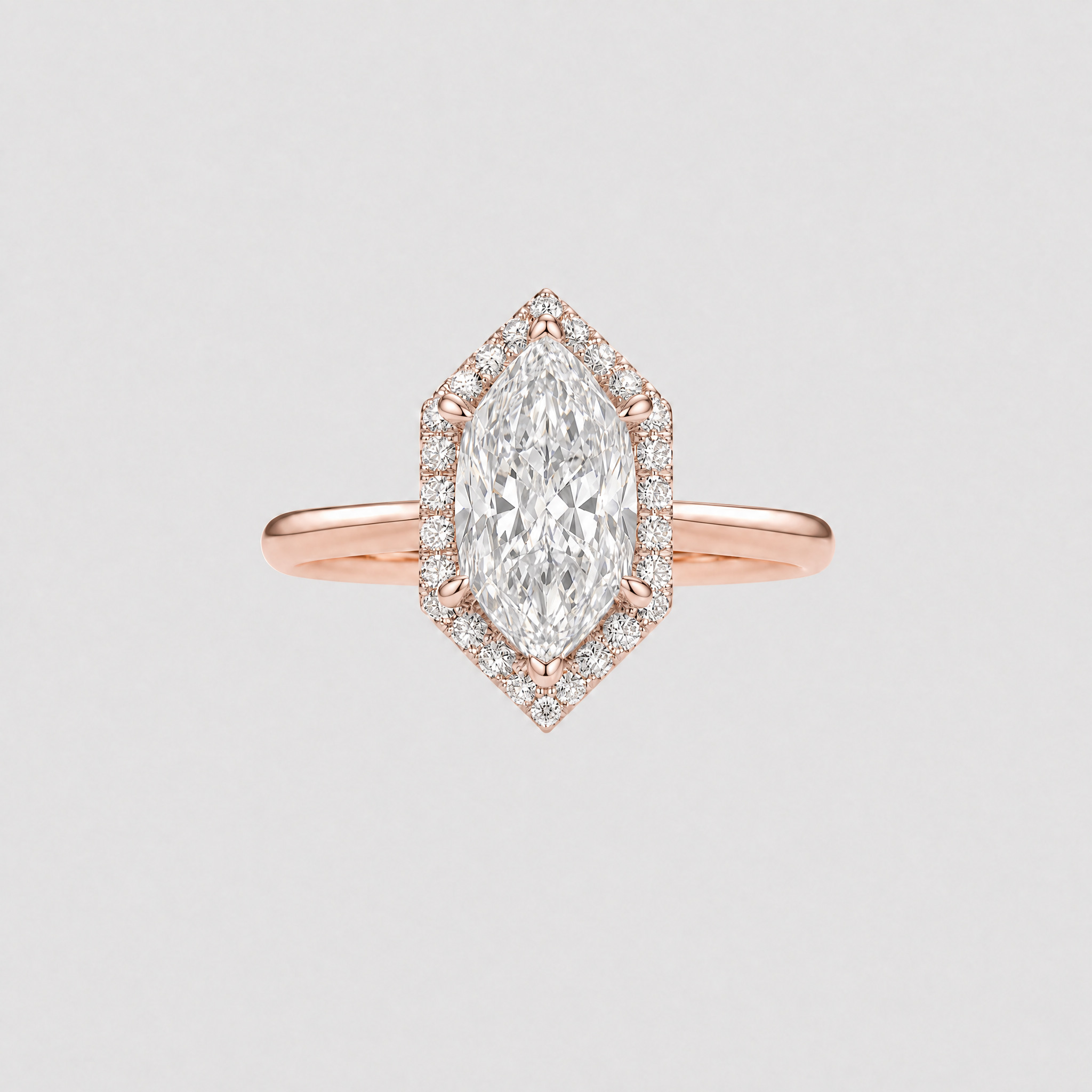 Dutch Cut Shape Halo lab Diamond Ring