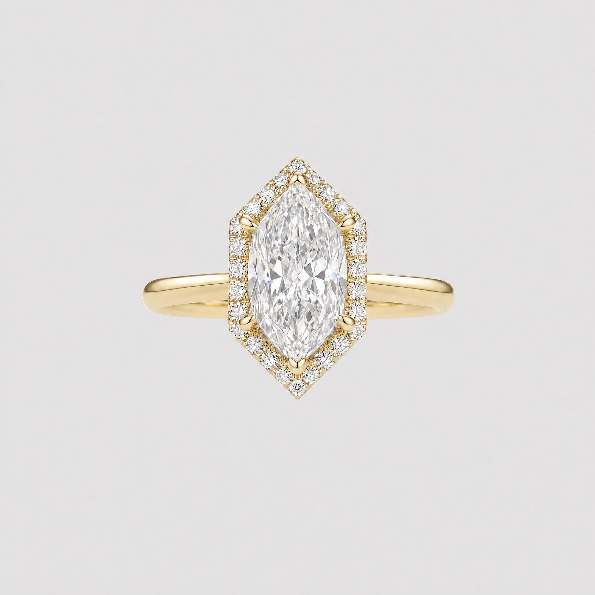 Dutch Cut Shape Halo lab Diamond Ring