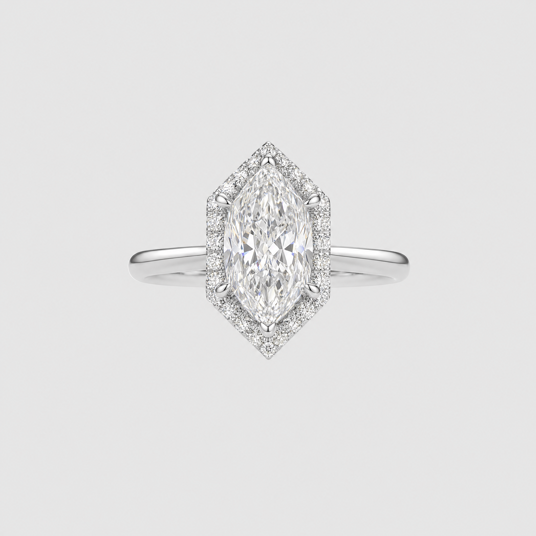 Dutch Cut Shape Halo lab Diamond Ring