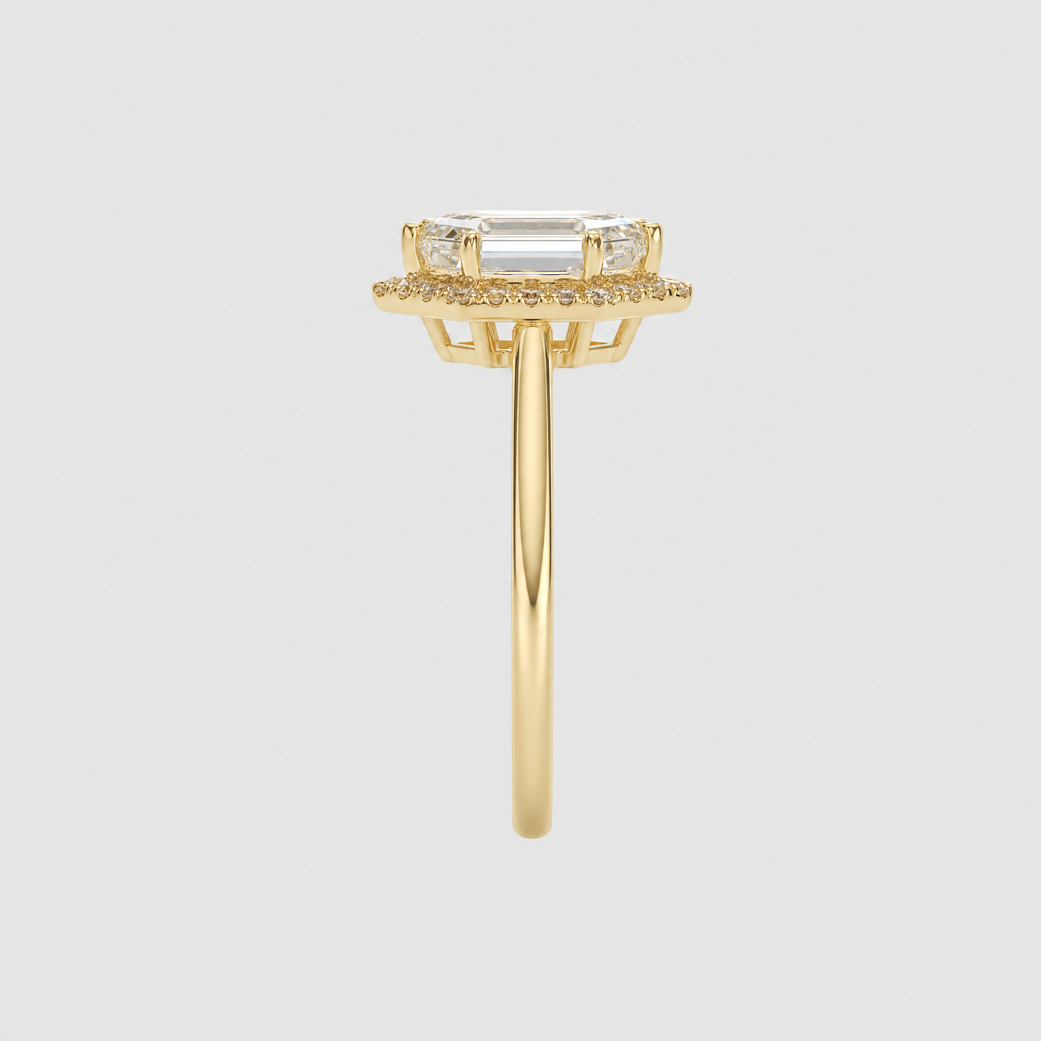 Elongated Hexagon Shape Halo lab Diamond Ring