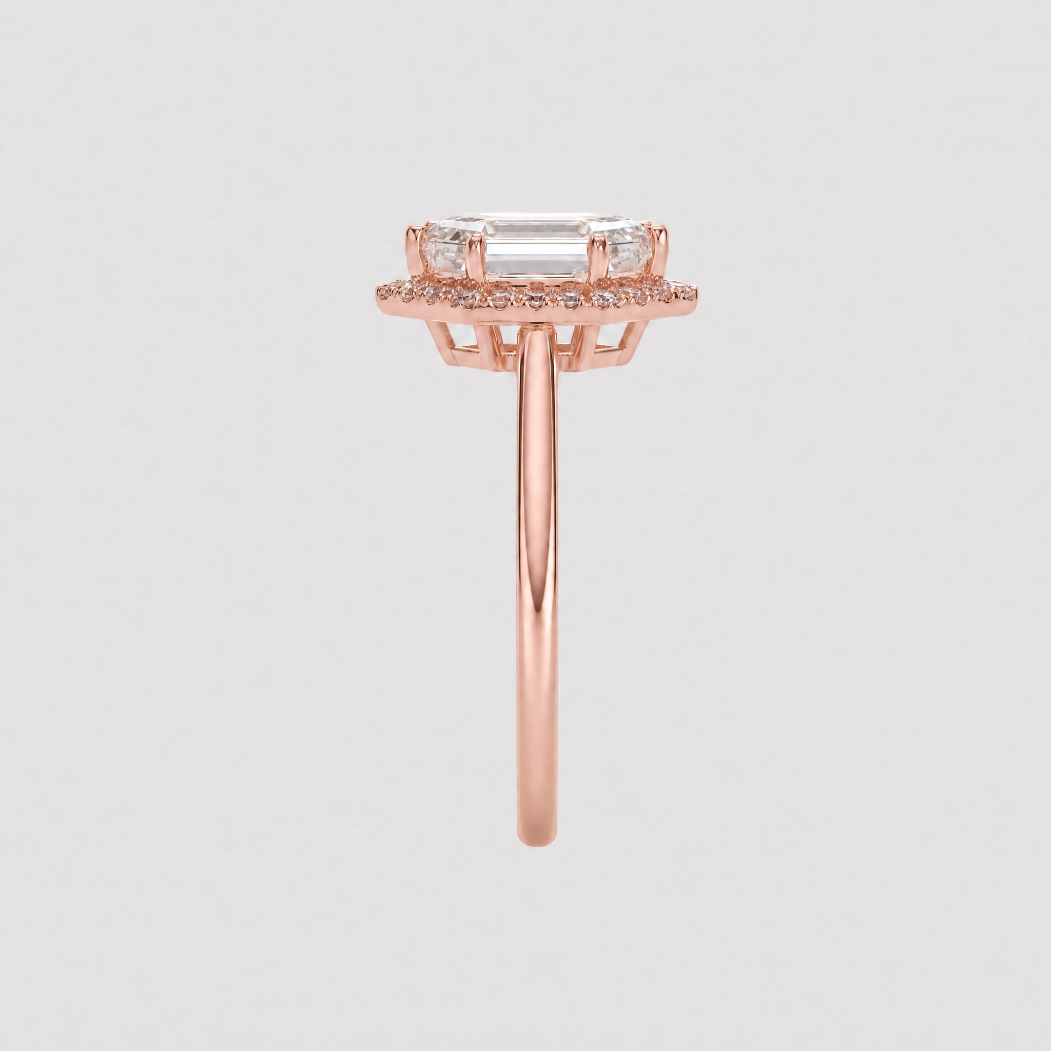 Elongated Hexagon Shape Halo lab Diamond Ring