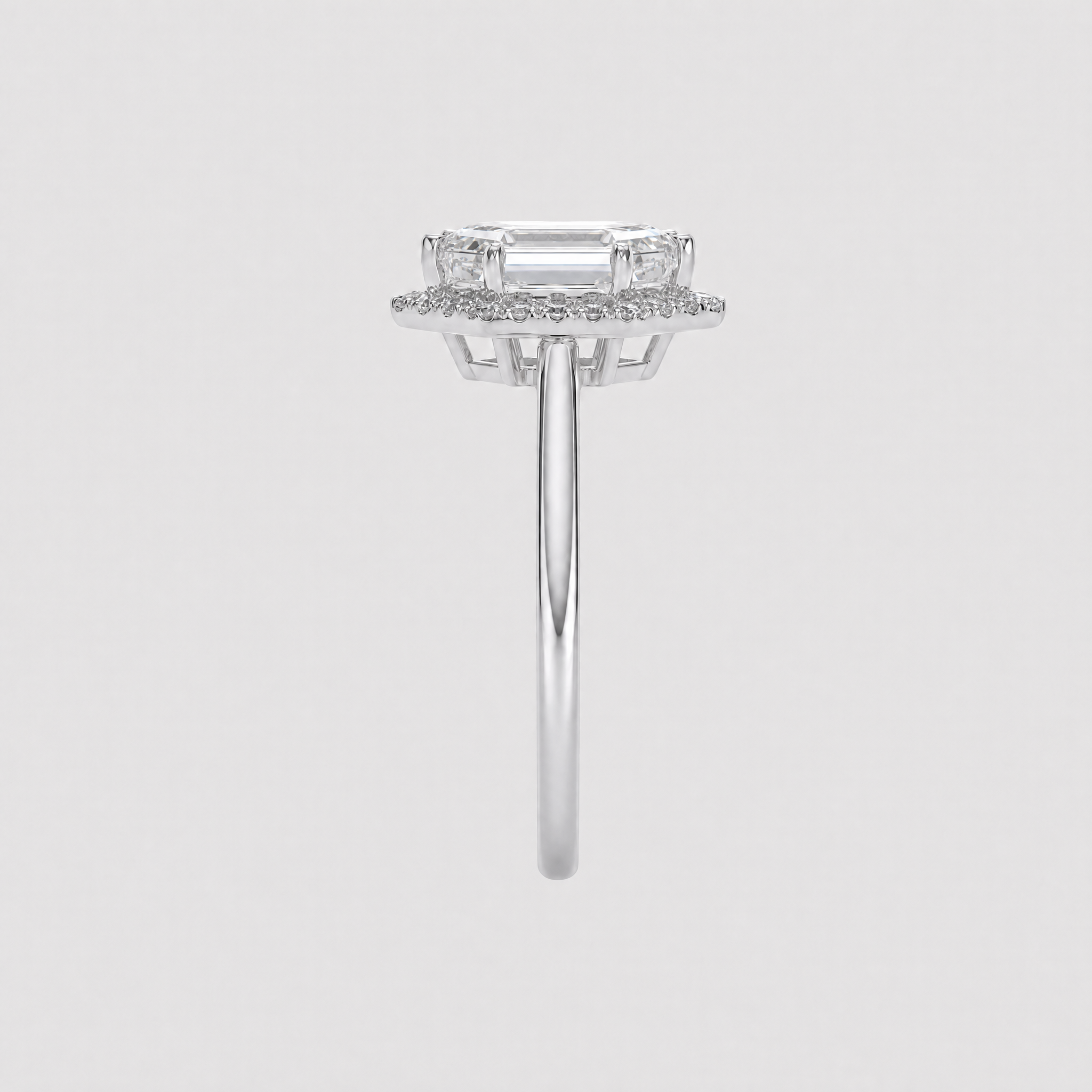 Elongated Hexagon Shape Halo lab Diamond Ring