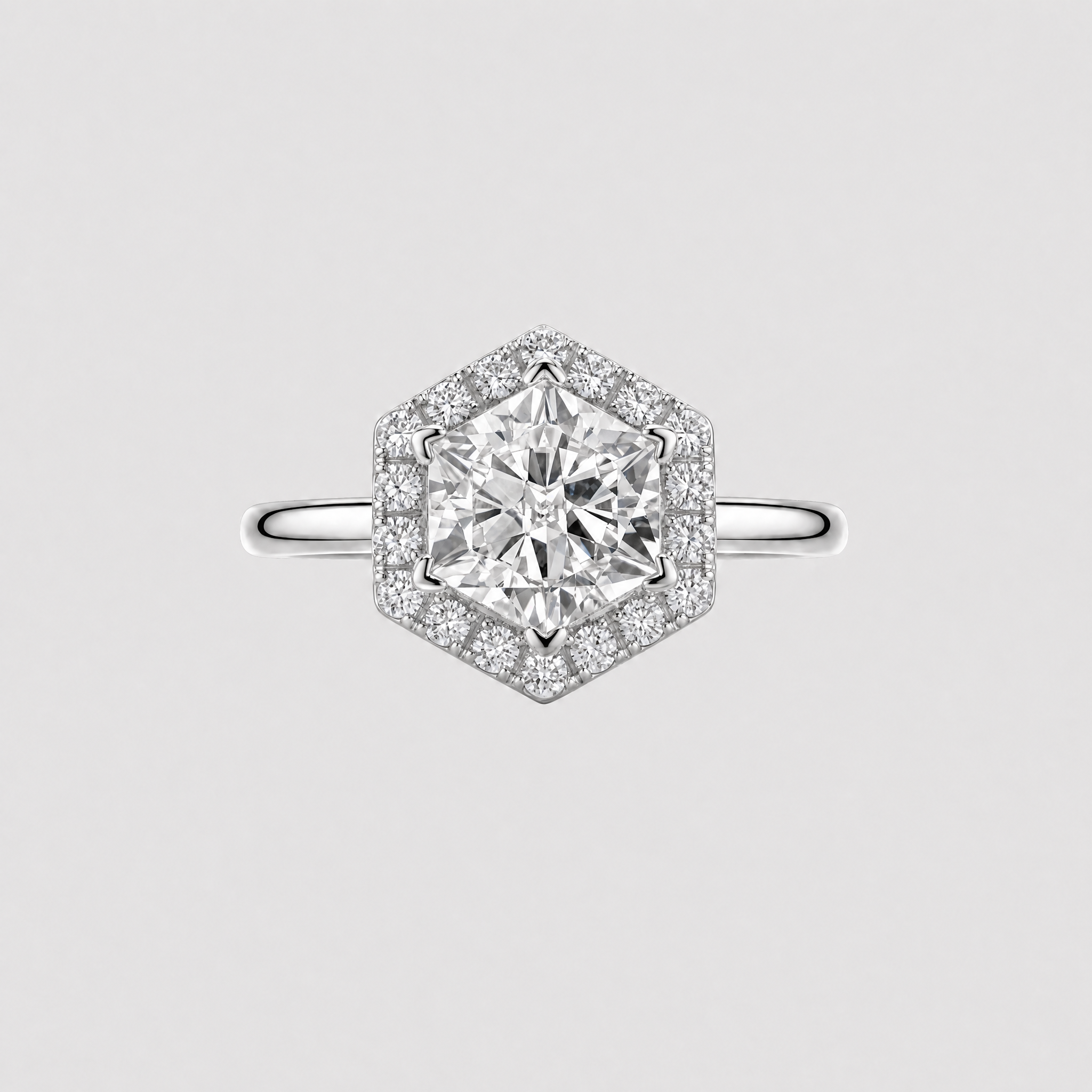 1-3ct Art Deco Inspired Brilliant Hexagon  Halo Lab-Grown Diamond Ring