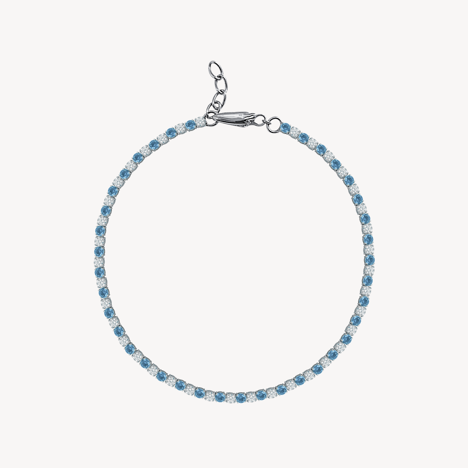 Lab Diamond & Gemstone adjustable size Tennis Bracelet — Nail-Friendly Clasp