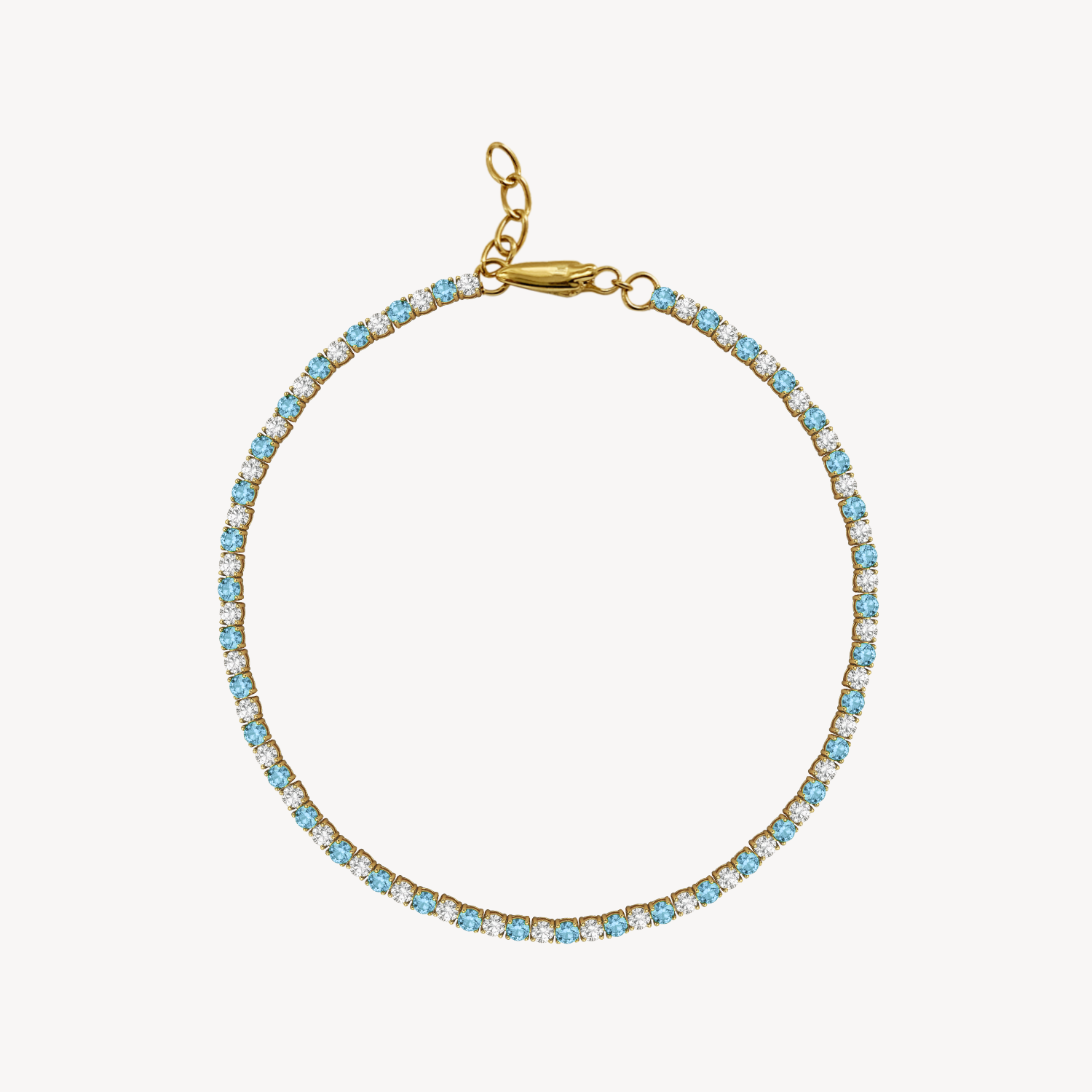 Lab Diamond & Gemstone adjustable size Tennis Bracelet — Nail-Friendly Clasp