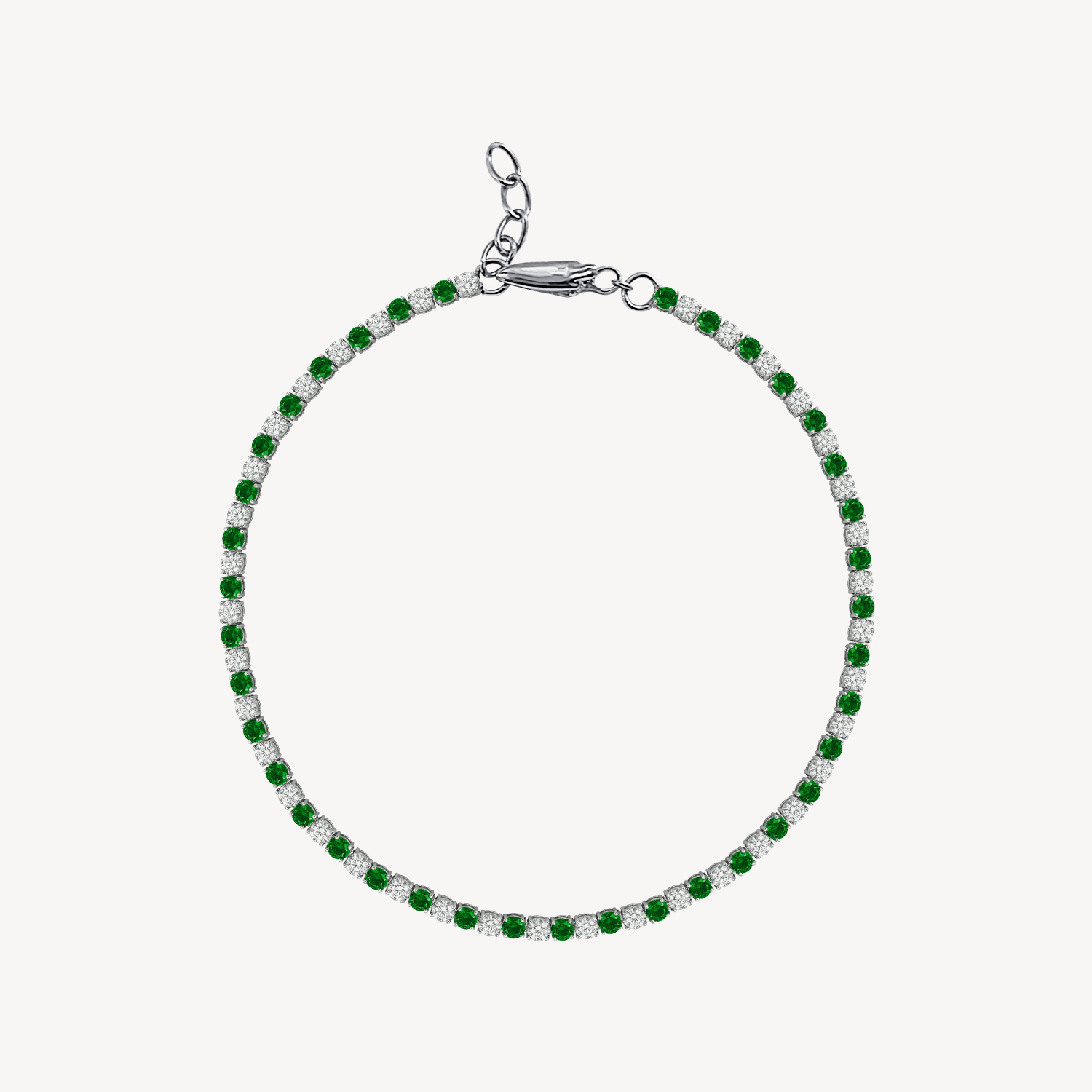 Lab Diamond & Gemstone adjustable size Tennis Bracelet — Nail-Friendly Clasp