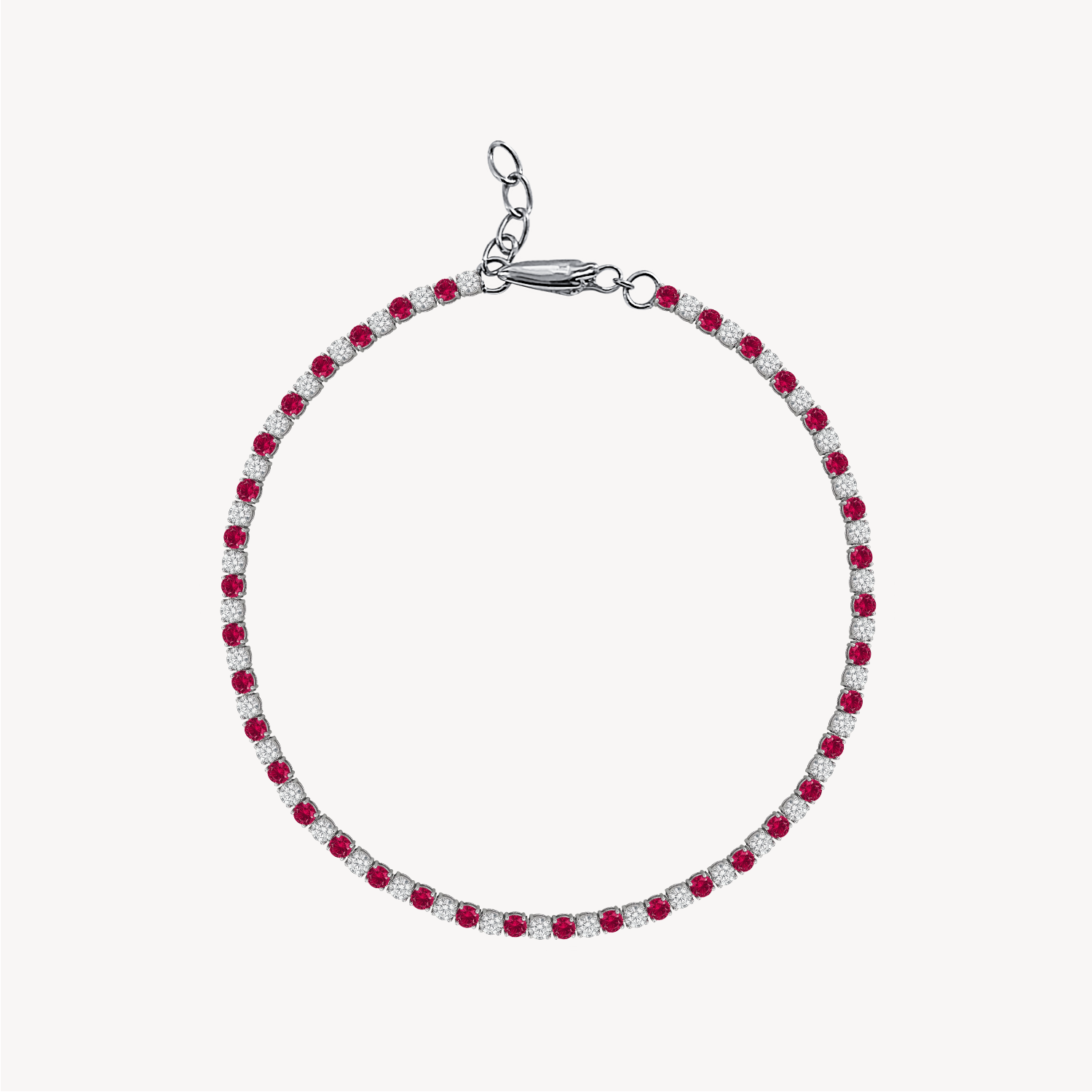 Lab Diamond & Gemstone adjustable size Tennis Bracelet — Nail-Friendly Clasp
