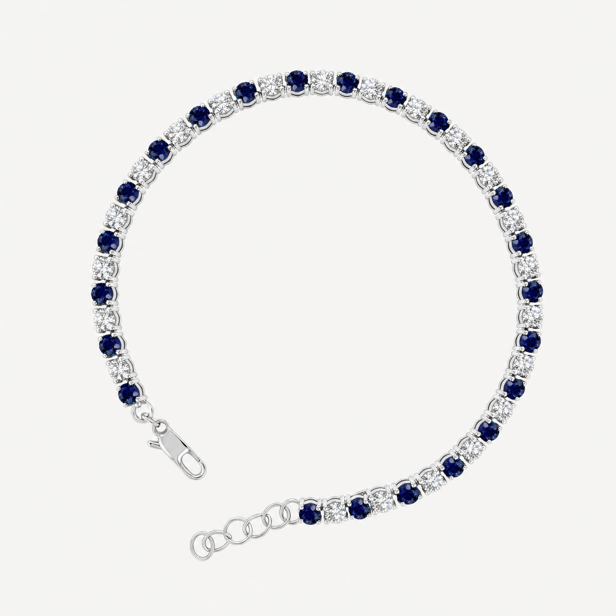 3ct Sapphire and Lab Diamond Tennis Bracelet