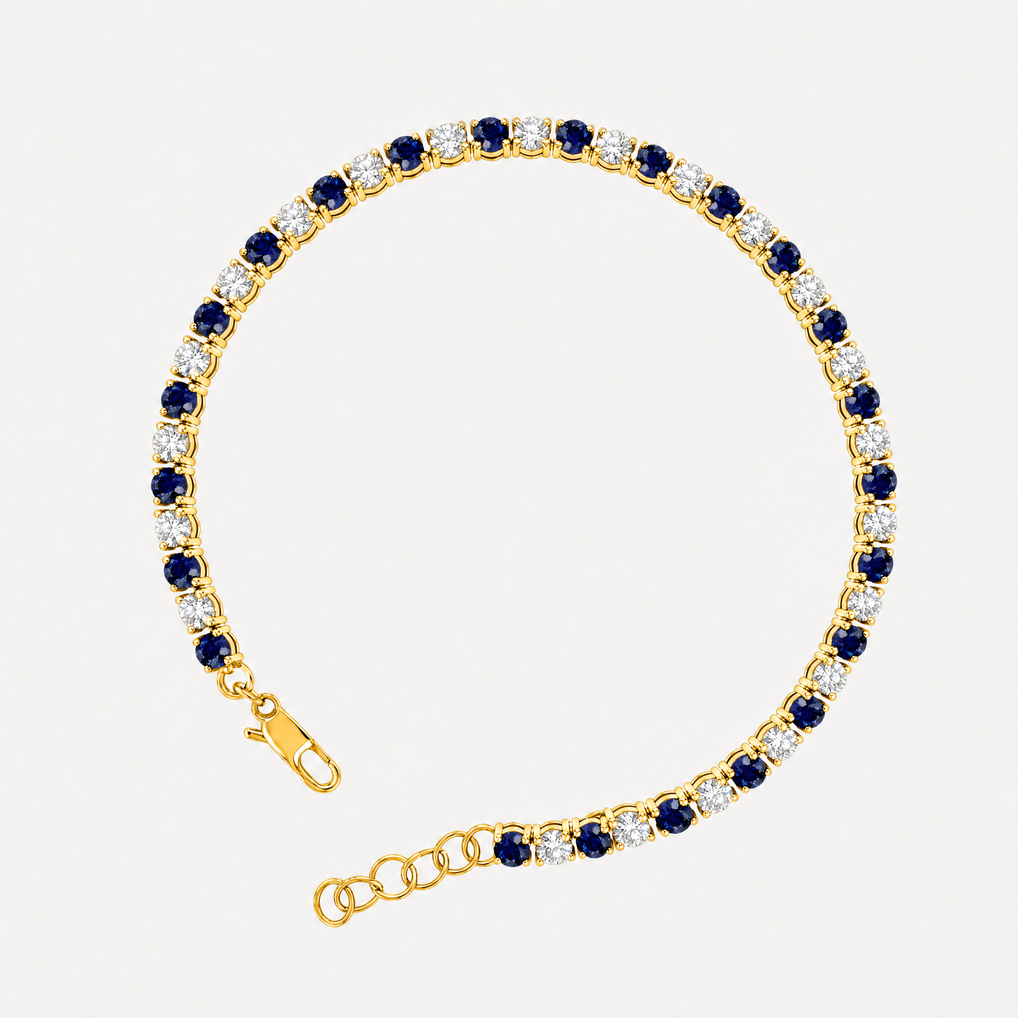 3ct Sapphire and Lab Diamond Tennis Bracelet