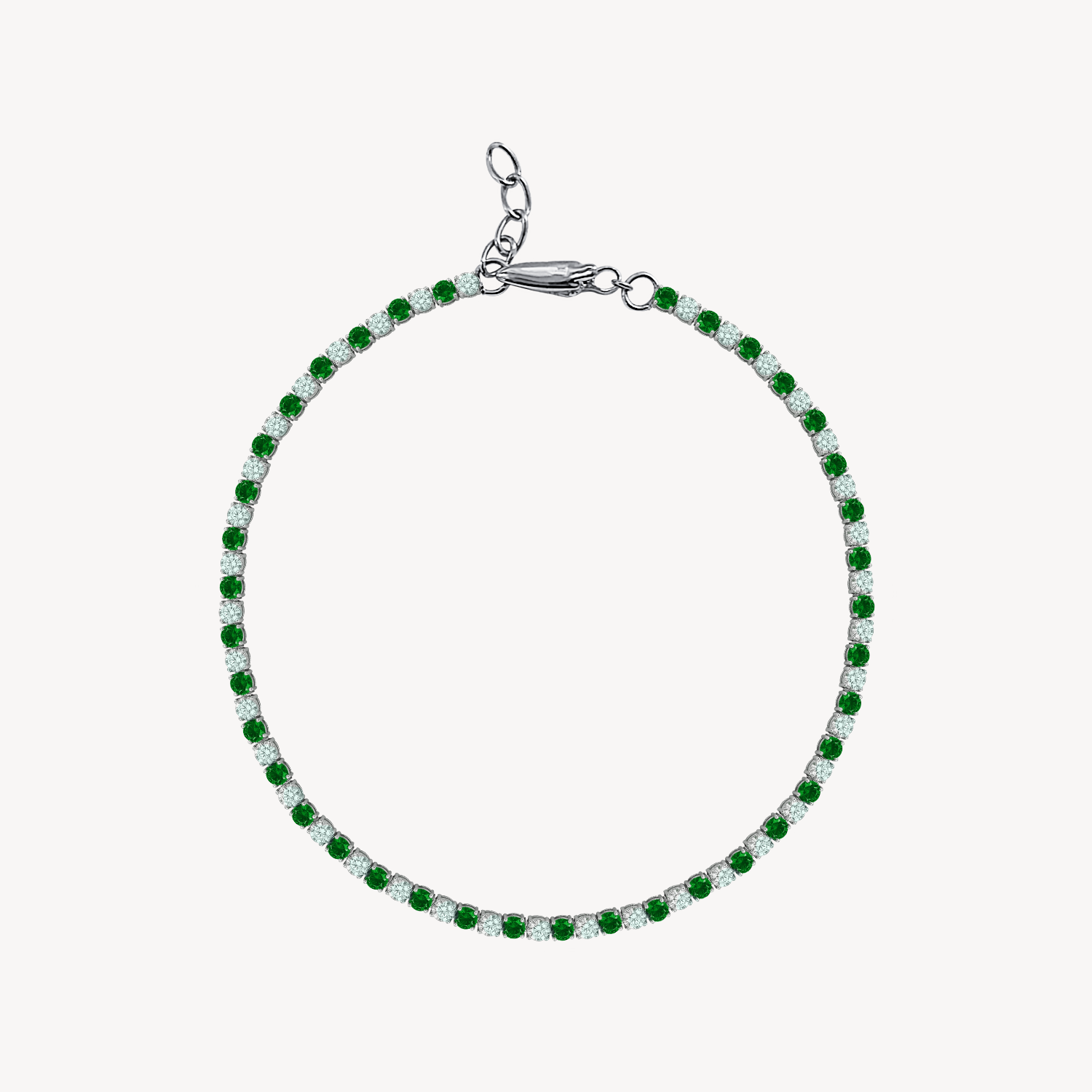 Lab Diamond & Gemstone adjustable size Tennis Bracelet — Nail-Friendly Clasp