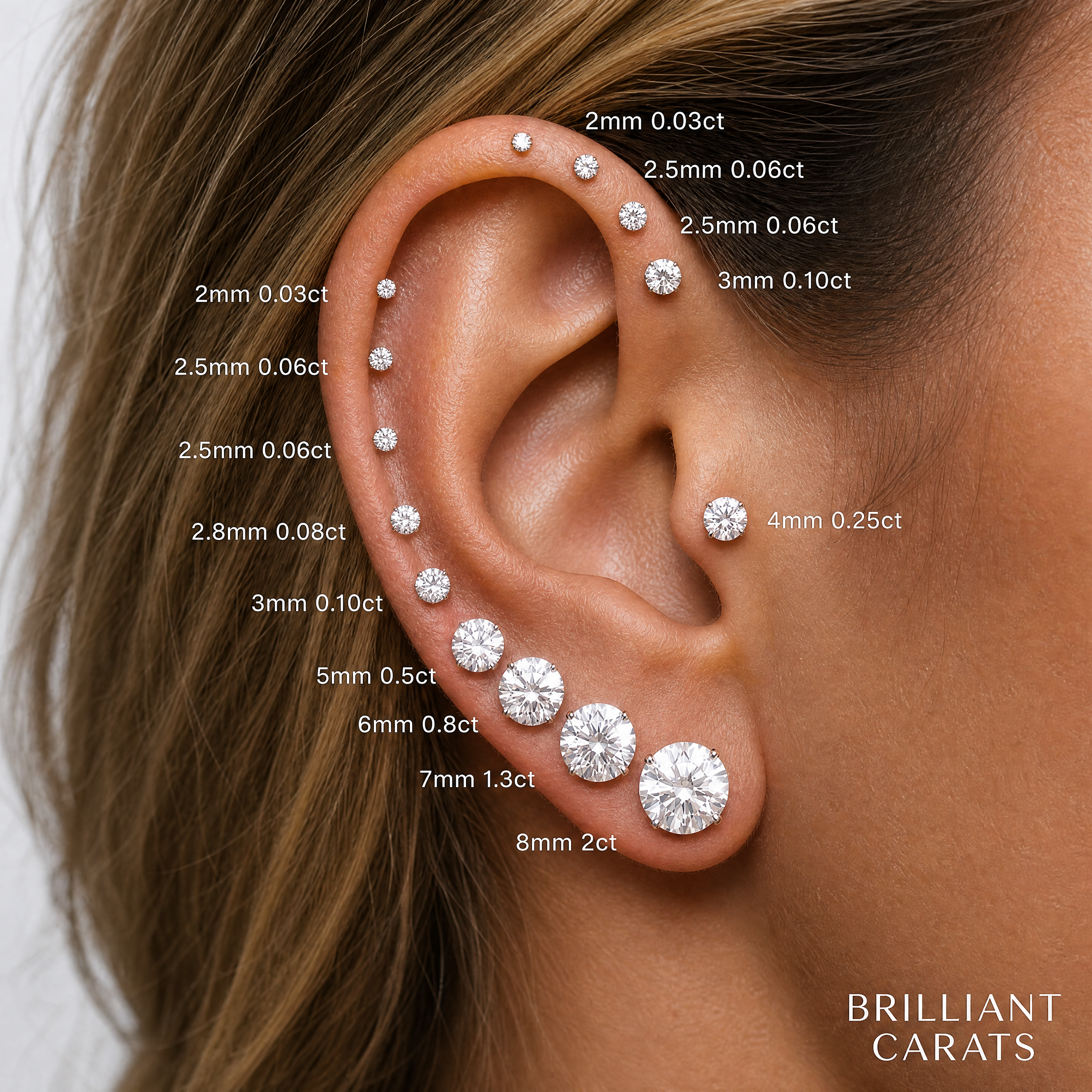 Round Diamond Stud Earrings with Hidden Heart Setting