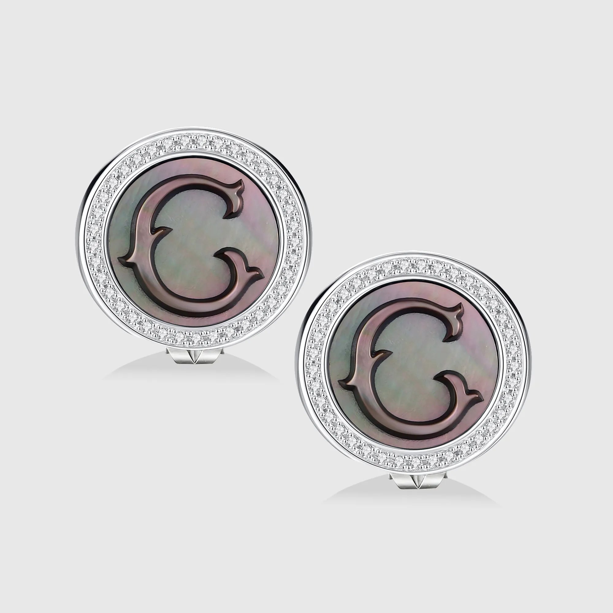 Initial C Stud Earring – Silver & Mother of Pearl