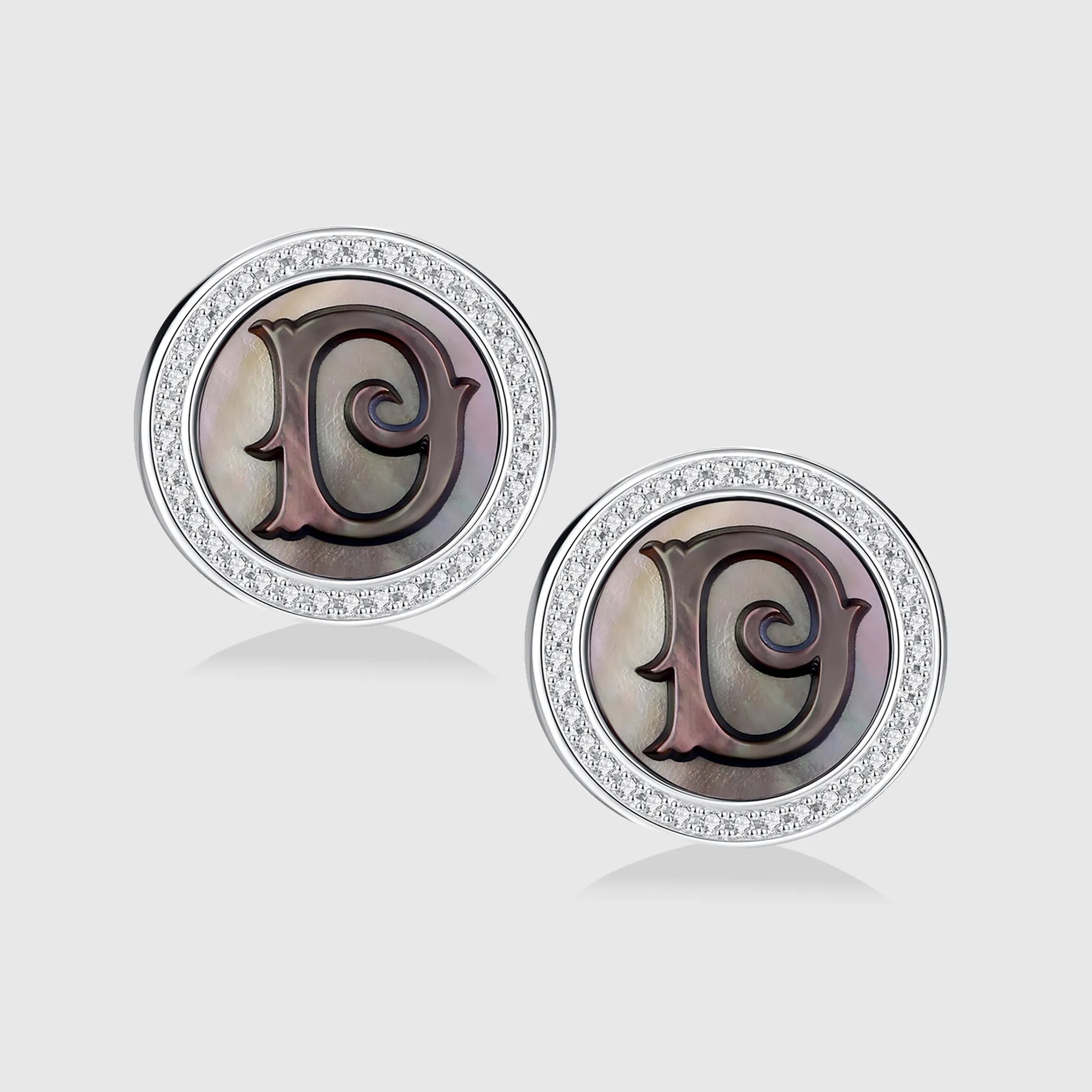 Initial D Stud Earring – Silver & Mother of Pearl