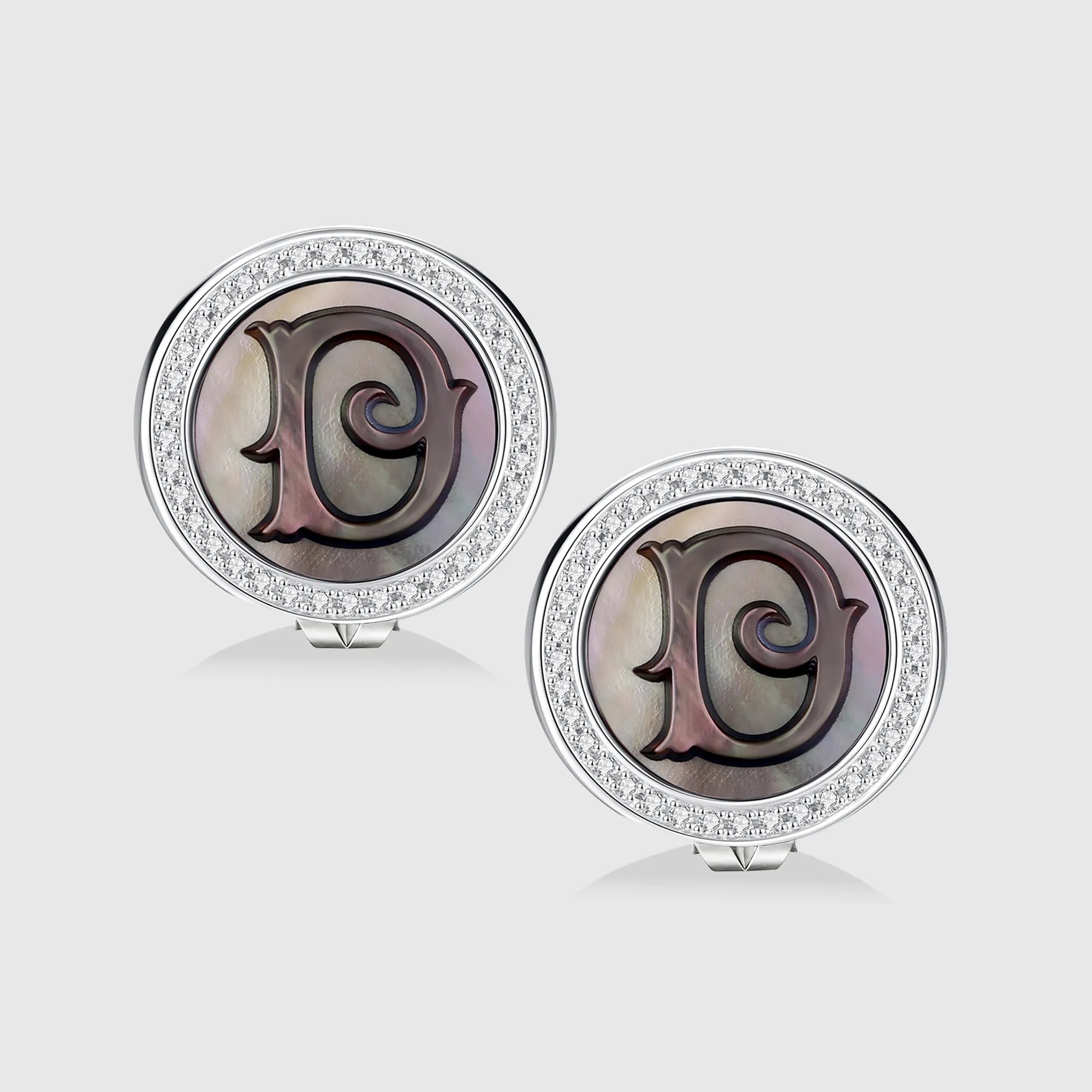 Initial D Stud Earring – Silver & Mother of Pearl